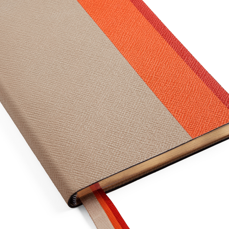 Smythson Printed Stripe Soho Notebook in Panama
