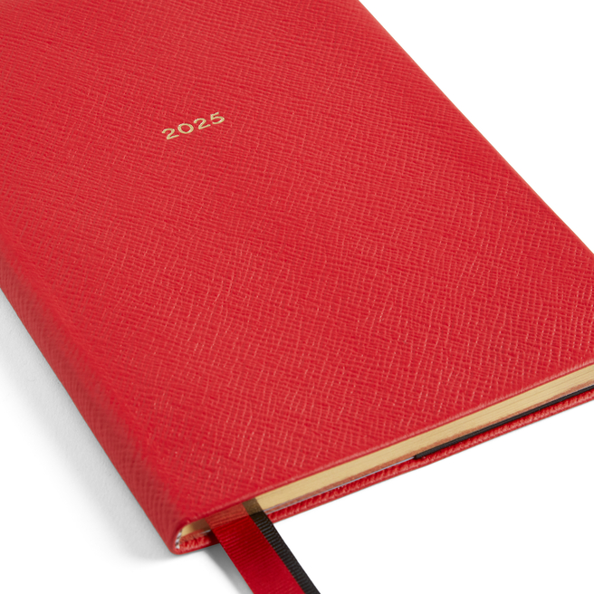 2025 Soho Weekly Agenda in Panama in scarlet red Smythson