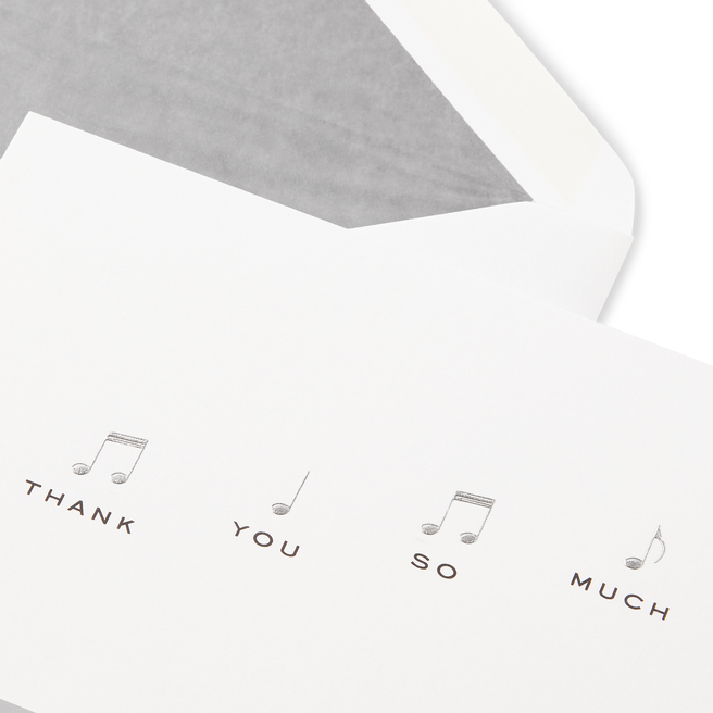 Carte de remerciement motif notes de musique
