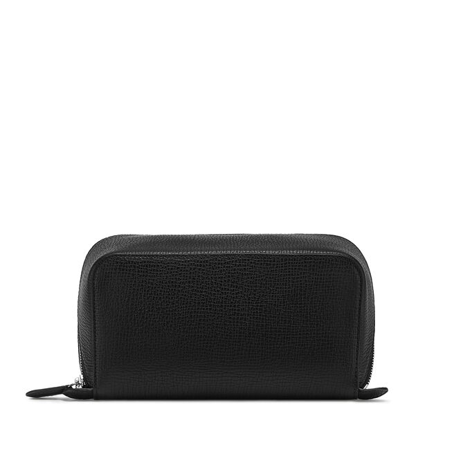 Small Diagonal Zip Washbag in Large Grain Leather