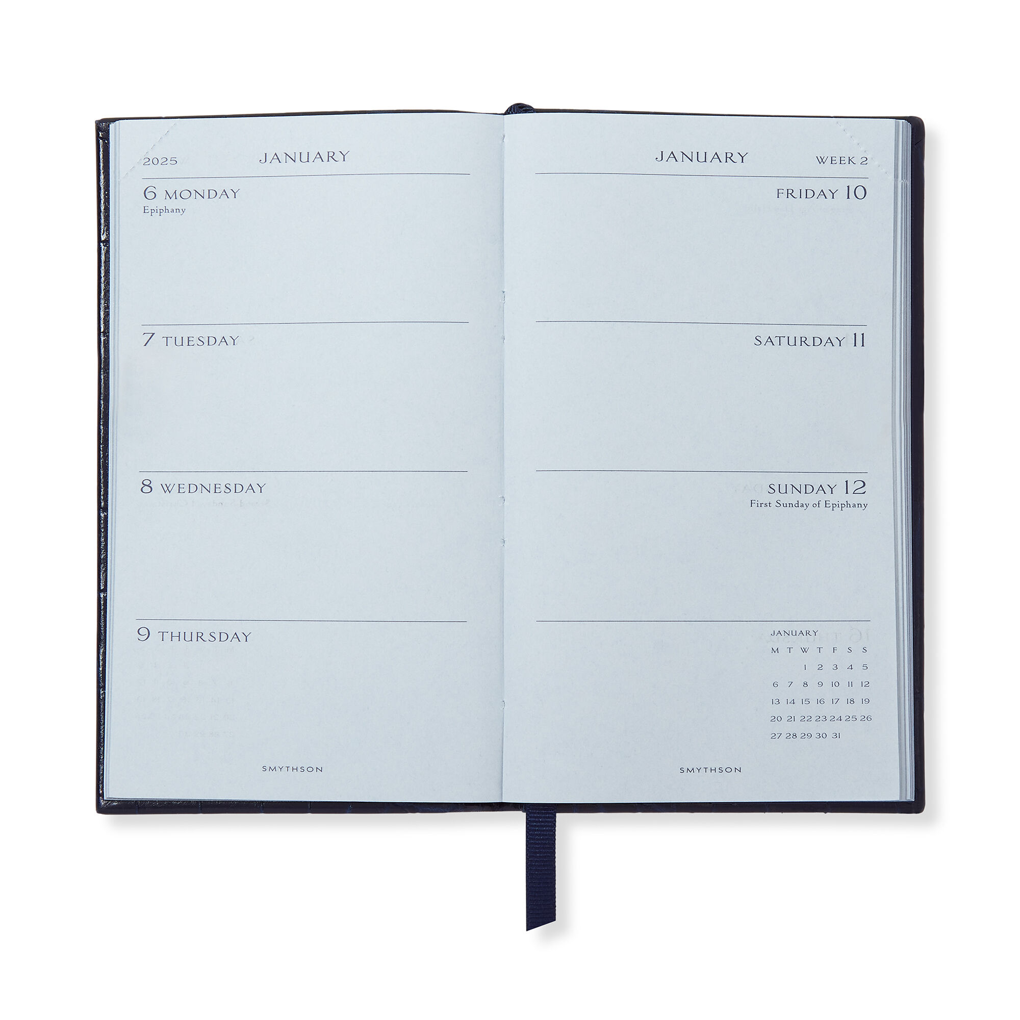 2025年Panamaレザーウィークリーダイアリー in navy | Smythson