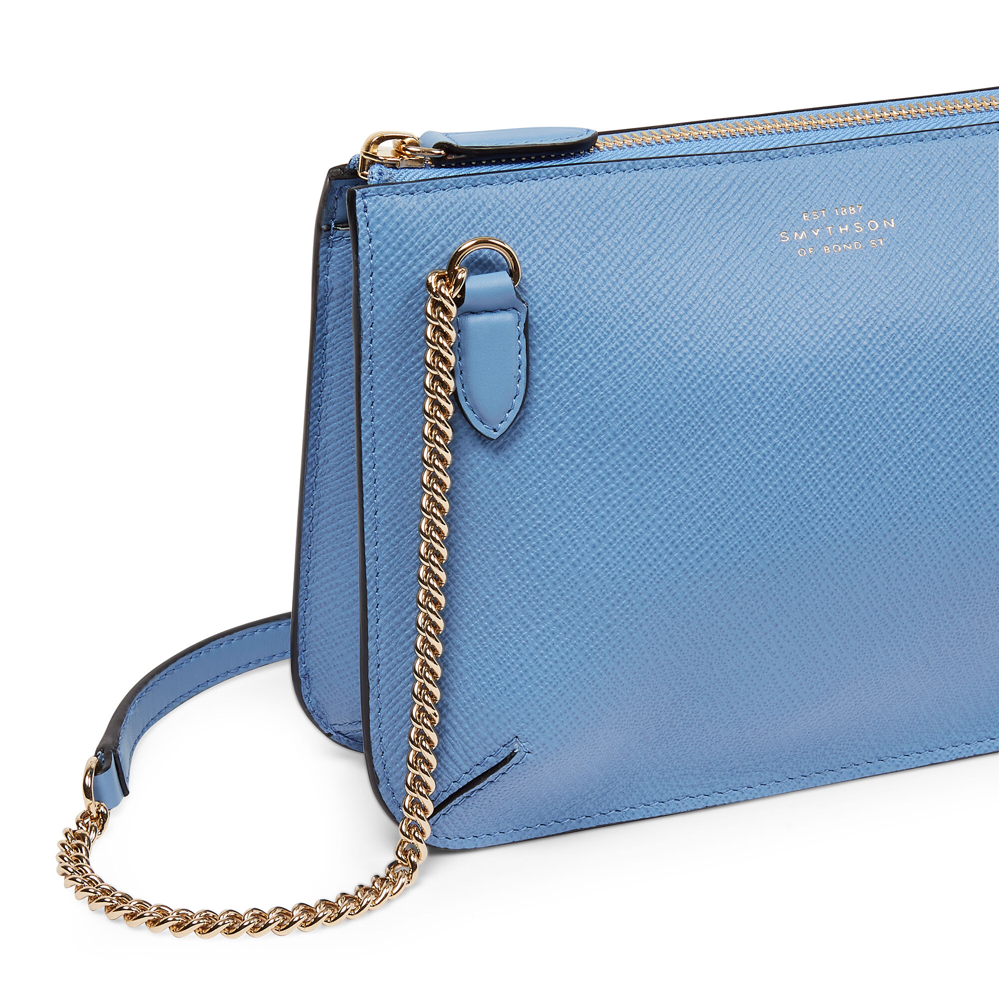 Double Pouch Crossbody Bag in Panama in nile blue Smythson