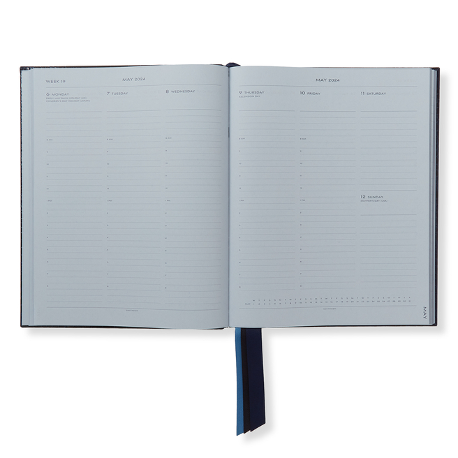 2023-2024 Portobello Weekly Vertical Diary in Mara in navy | Smythson