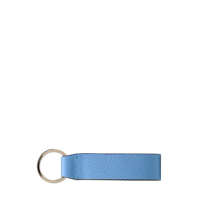 Keyring with Leather Strap in Panama in nile blue | Smythson