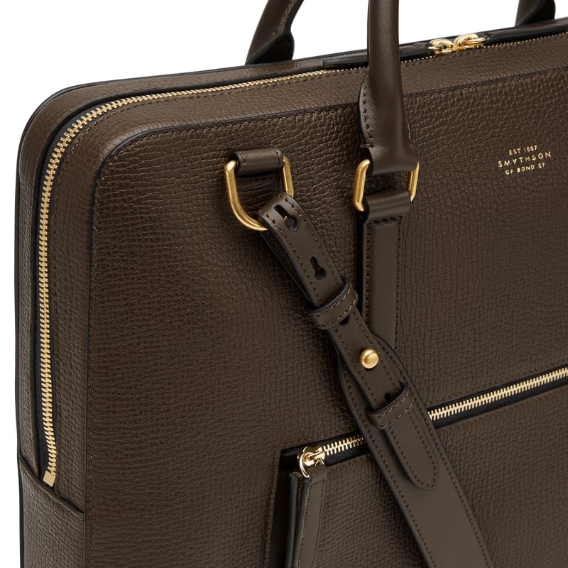 Smythson Slim Briefcase with Zip Front in Ludlow