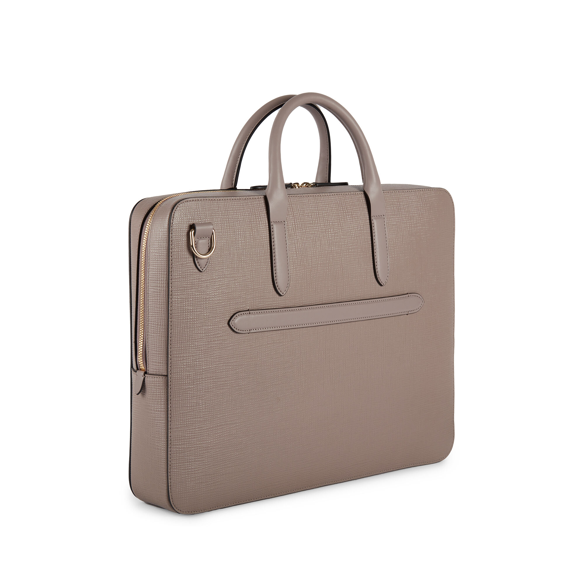 Lightweight Slim Briefcase in Panama in taupe Smythson