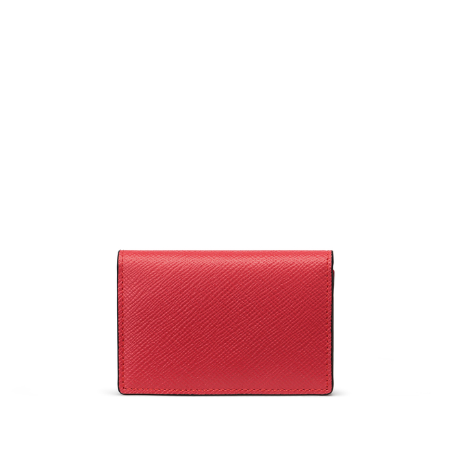 Folded Card Case with Snap Closure in Panama in scarlet red | Smythson
