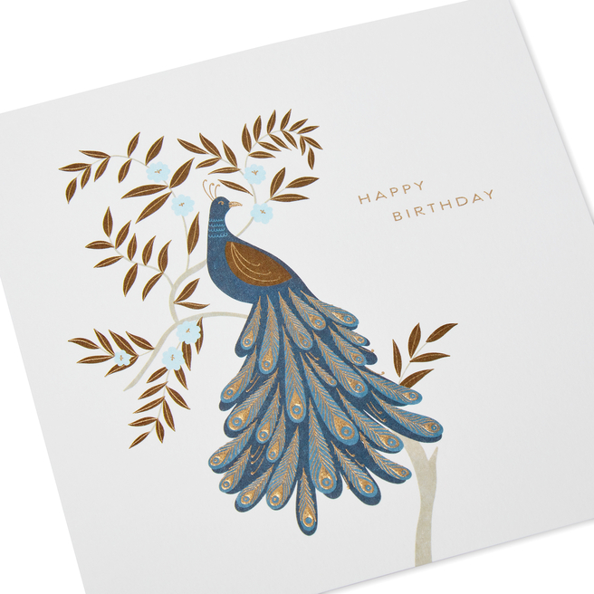Carte d'anniversaire motif paon