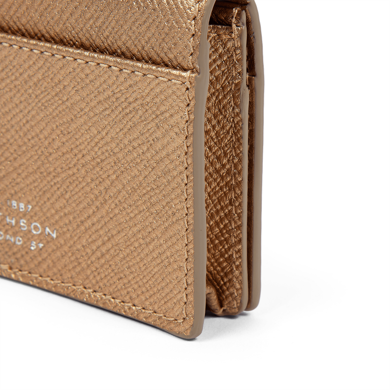 Smythson Folded Card Case with Snap Closure in Panama