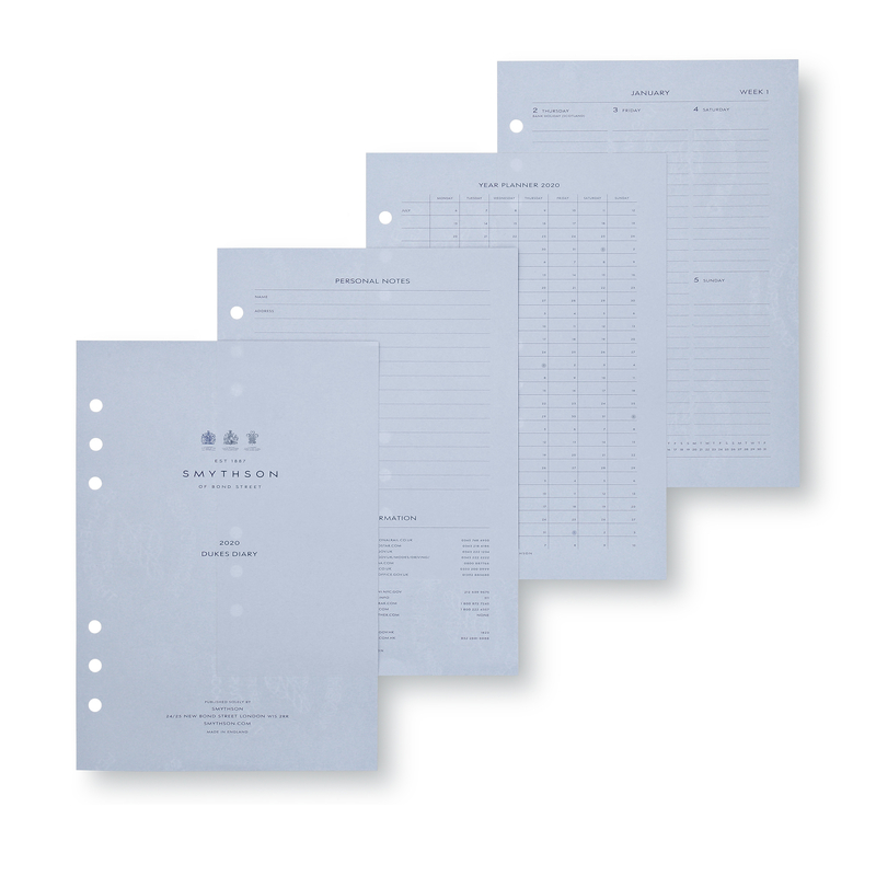 Smythson 2020 Dukes Organiser Refill, Week-to-View