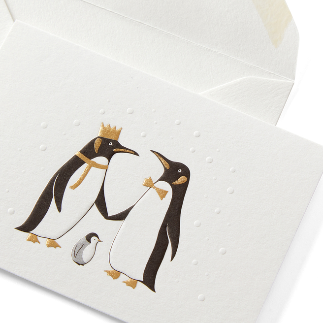 Set di biglietti per regalo di Natale con pinguini