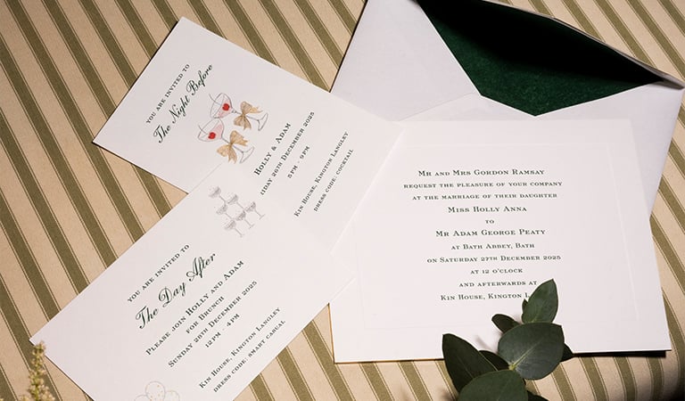 HOLLY AND ADAM RAMSAY PEATY : The story behind their bespoke wedding stationery | Smythson