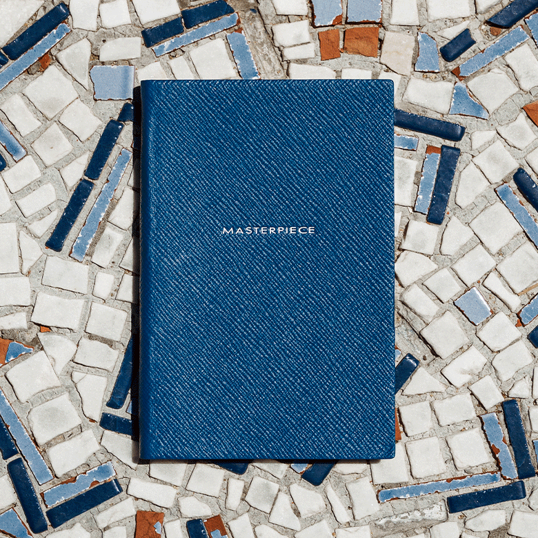 Carnet Smythson orange en cuir Panama