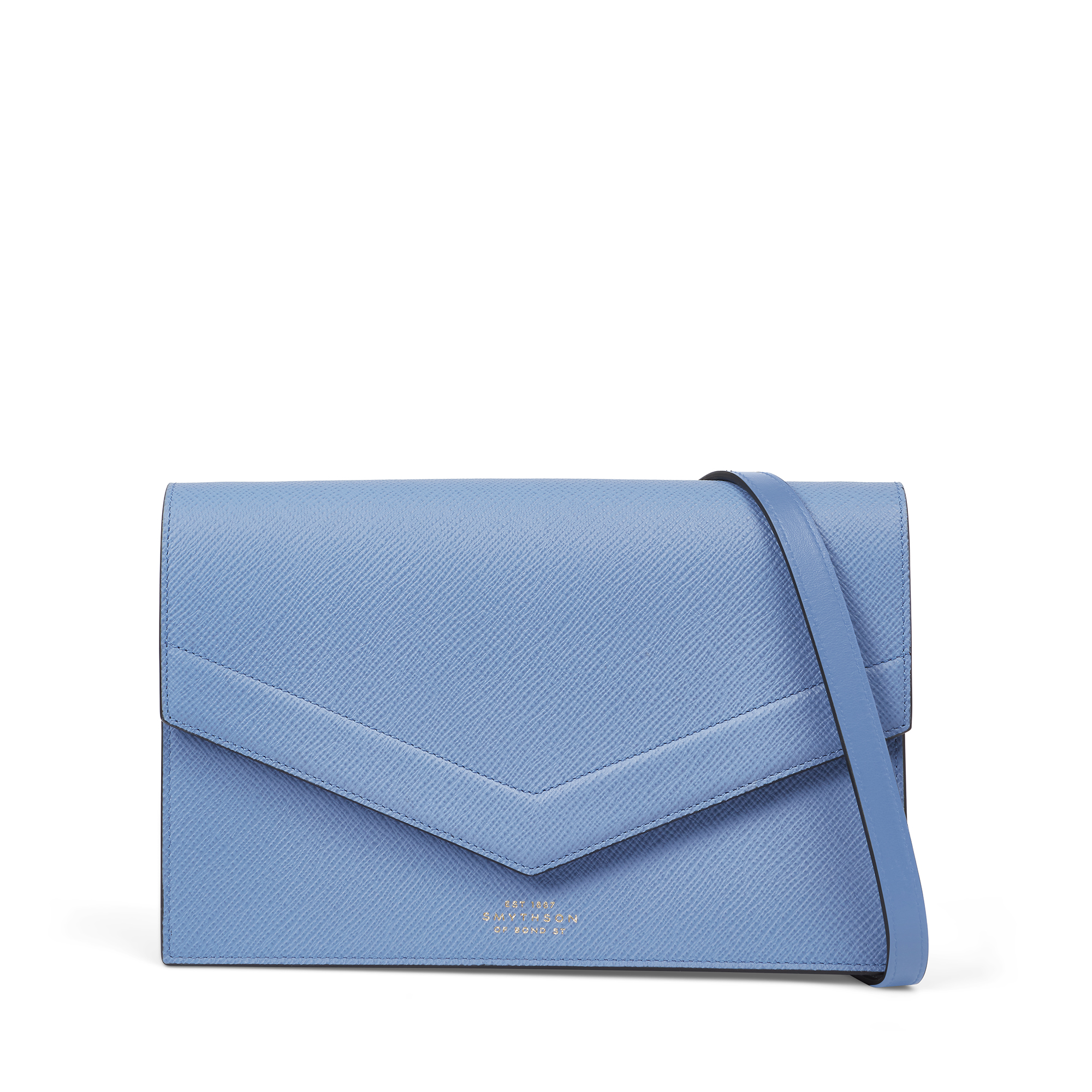 Shop Smythson Envelope Crossbody Bag In Panama In Nile Blue