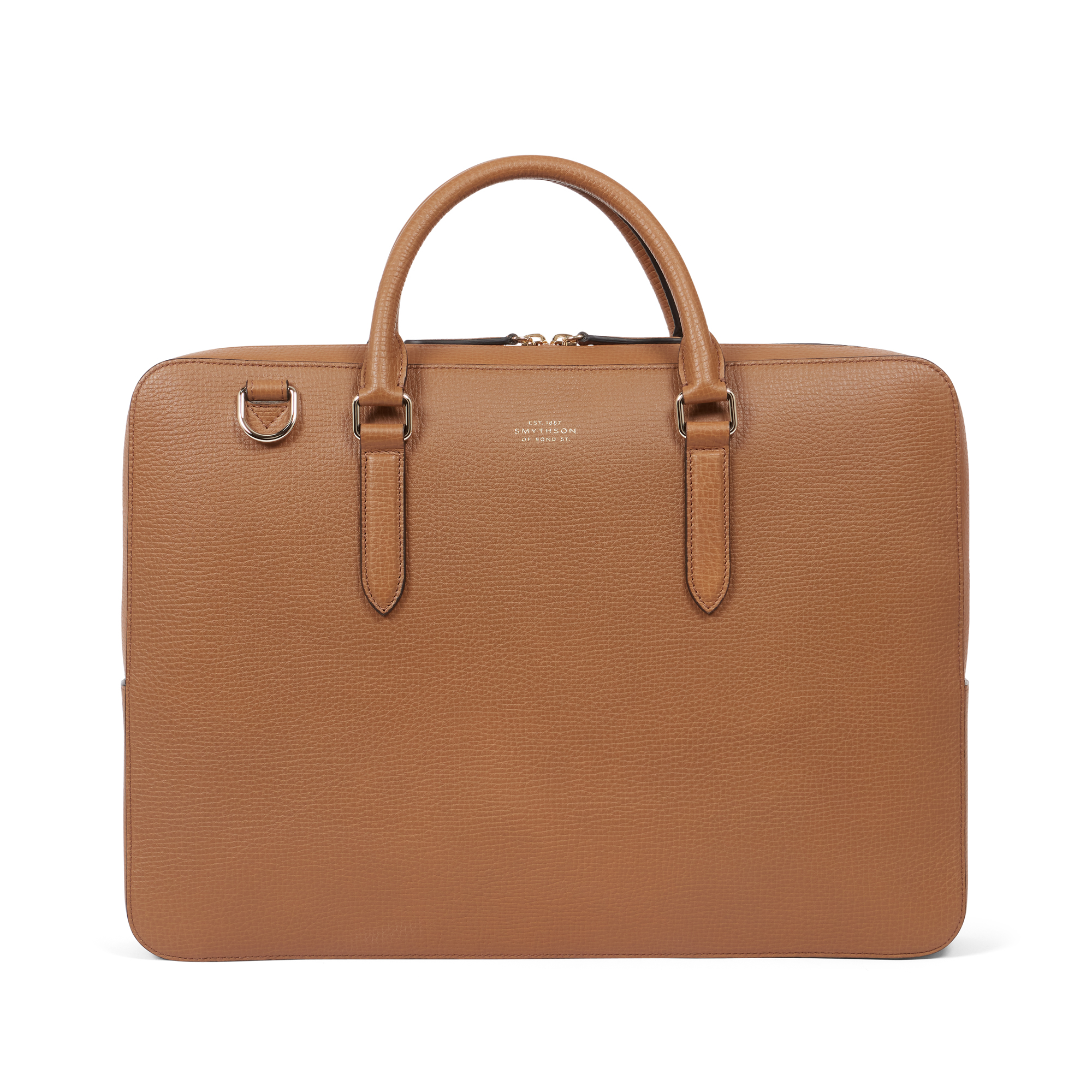 Smythson Large Briefcase In Ludlow In Chestnut