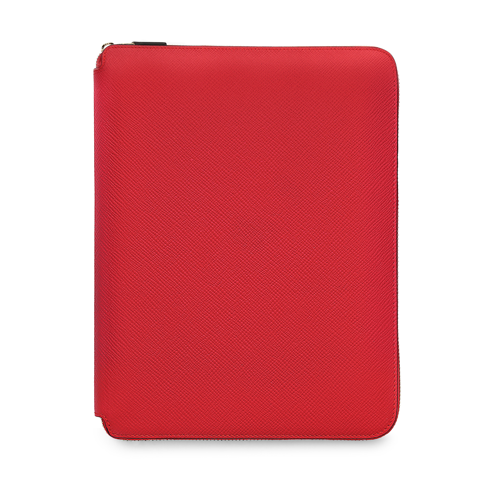 Smythson A4 Writing Folder With Zip In Panama In Scarlet Red