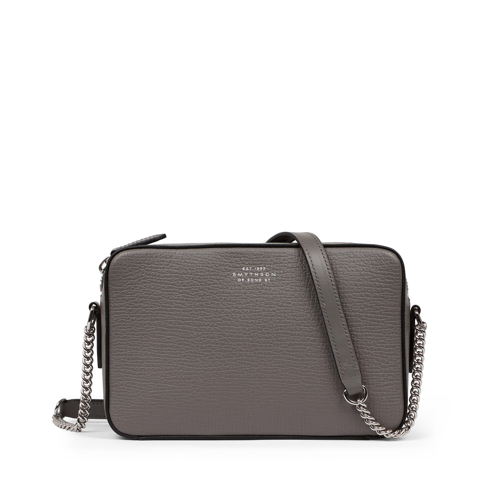 Camera Bag with Chain in Ludlow in dark steel | Smythson