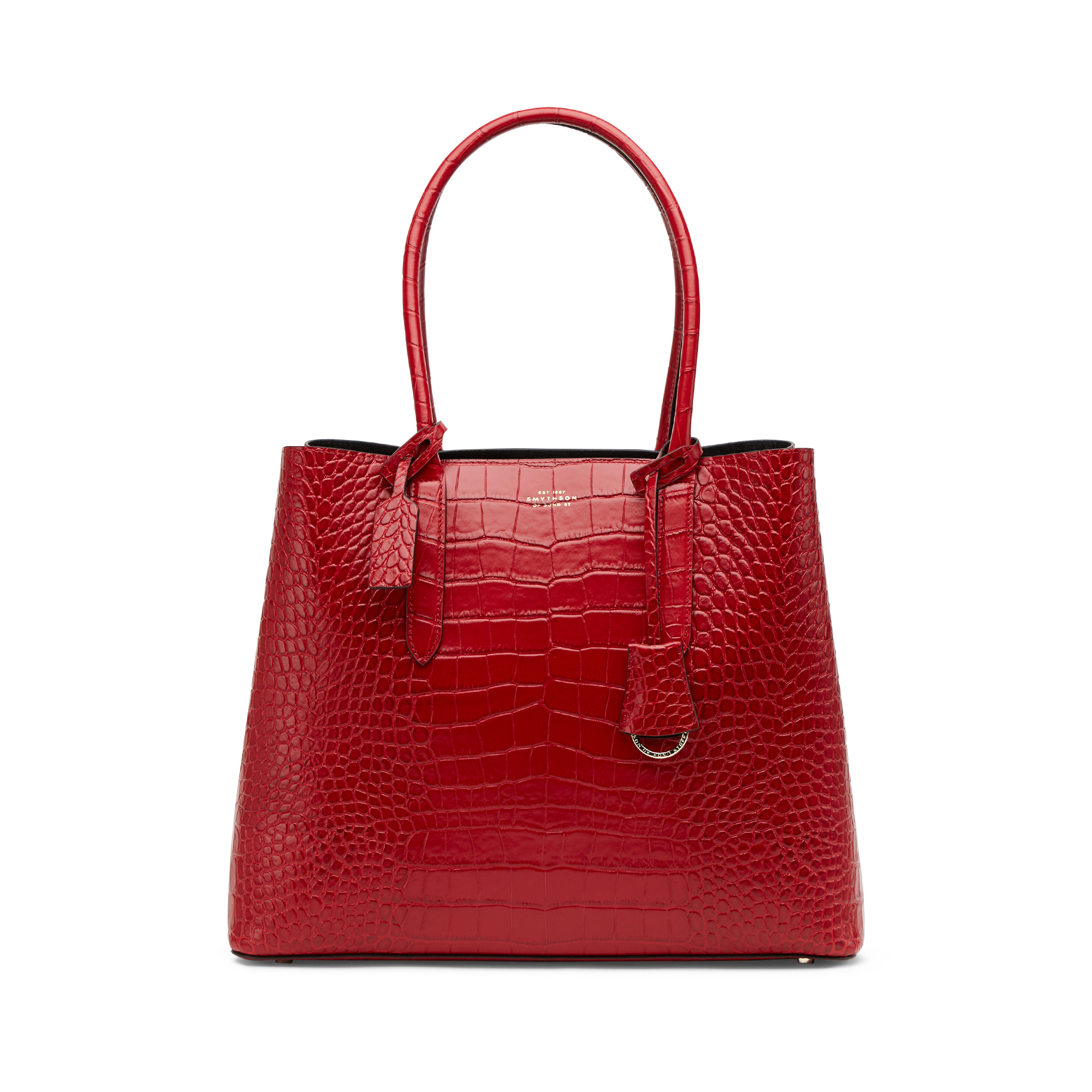 Smythson Panama Croc-embossed Leather Business Tote Bag In Red | ModeSens