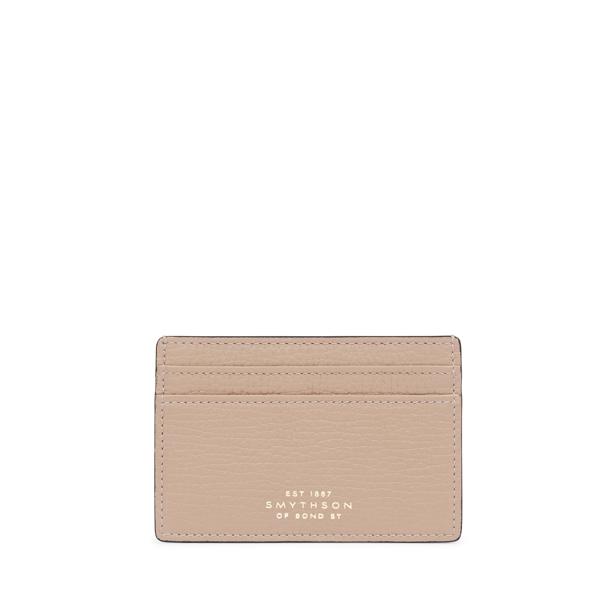 Smythson Flat Card Holder In Ludlow In Nutmeg