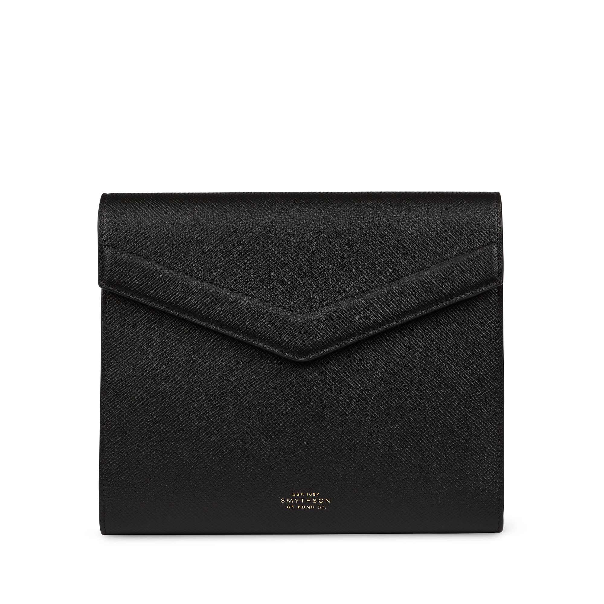 Smythson A5 Envelope Writing Folder In Panama In Black