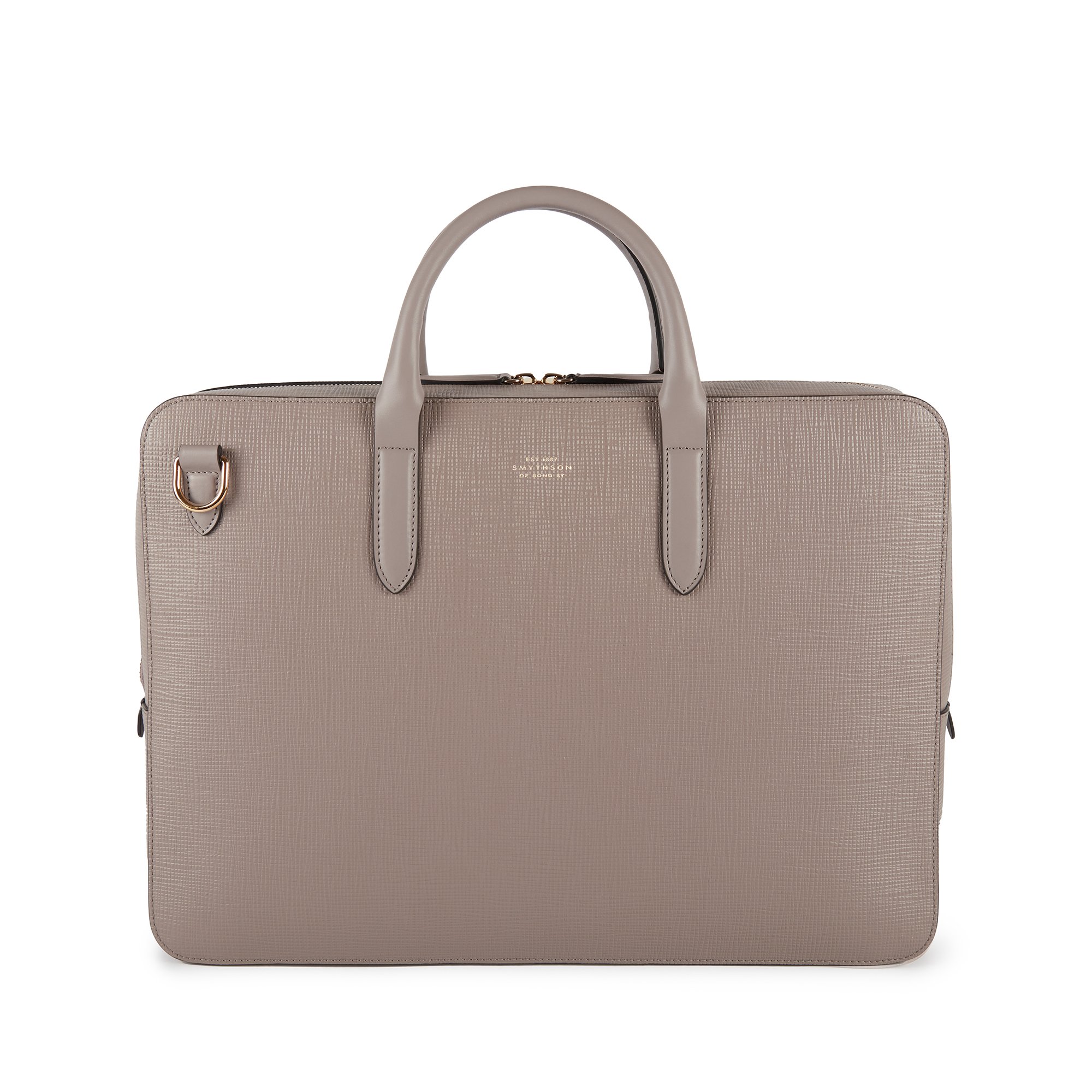 Smythson Lightweight Slim Briefcase in Panama  taupe