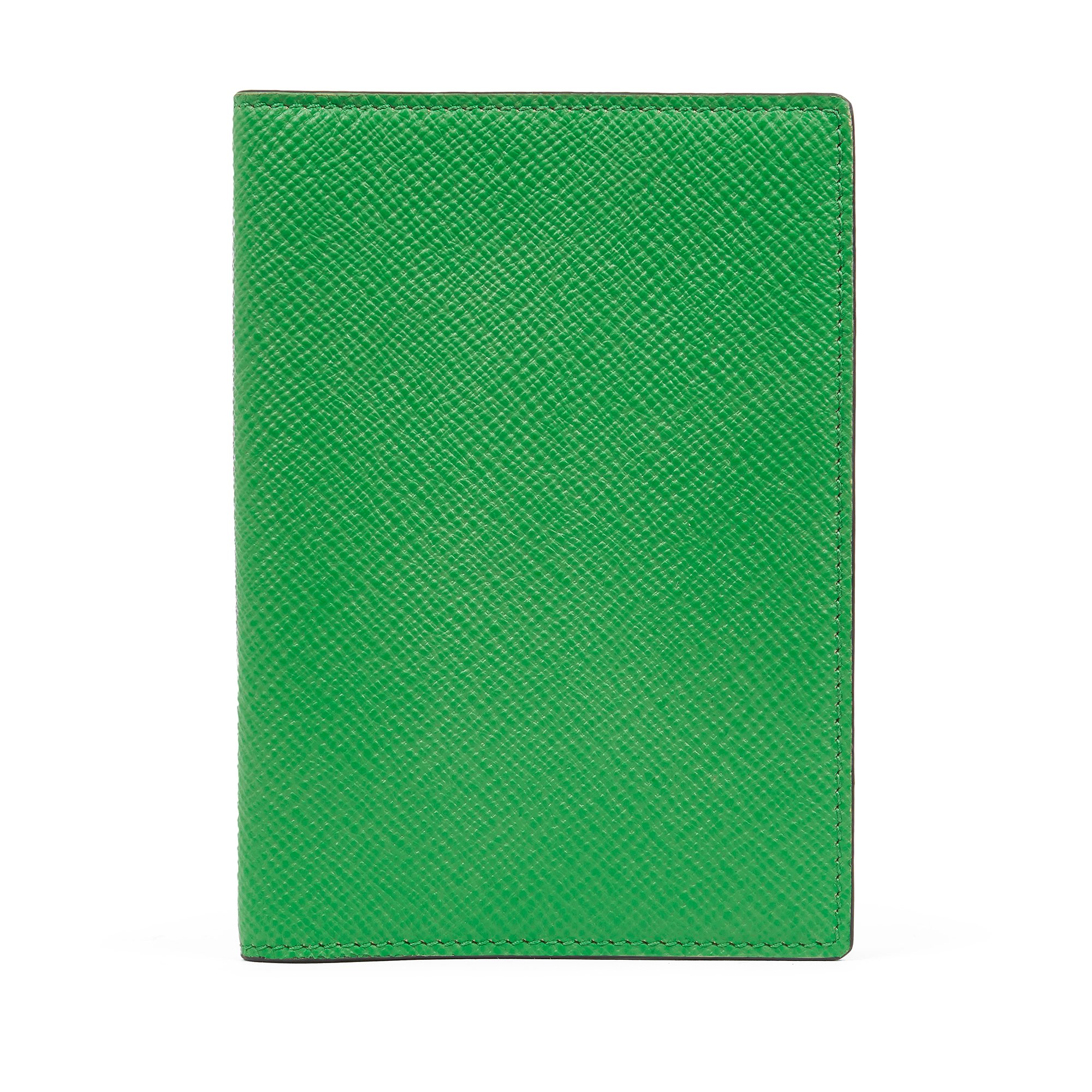 Smythson Passport Cover In Panama In Bright Emerald