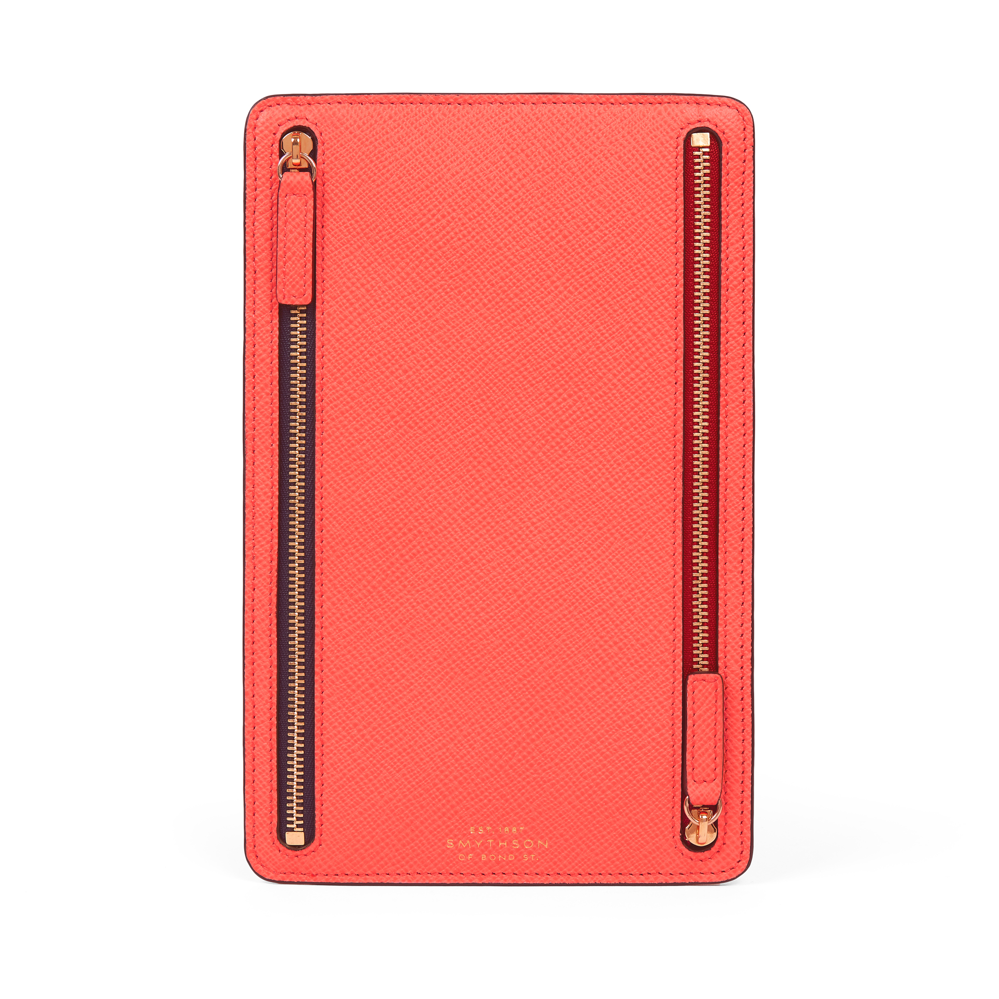 Shop Smythson Multi-zip Case In Panama In Bright Coral