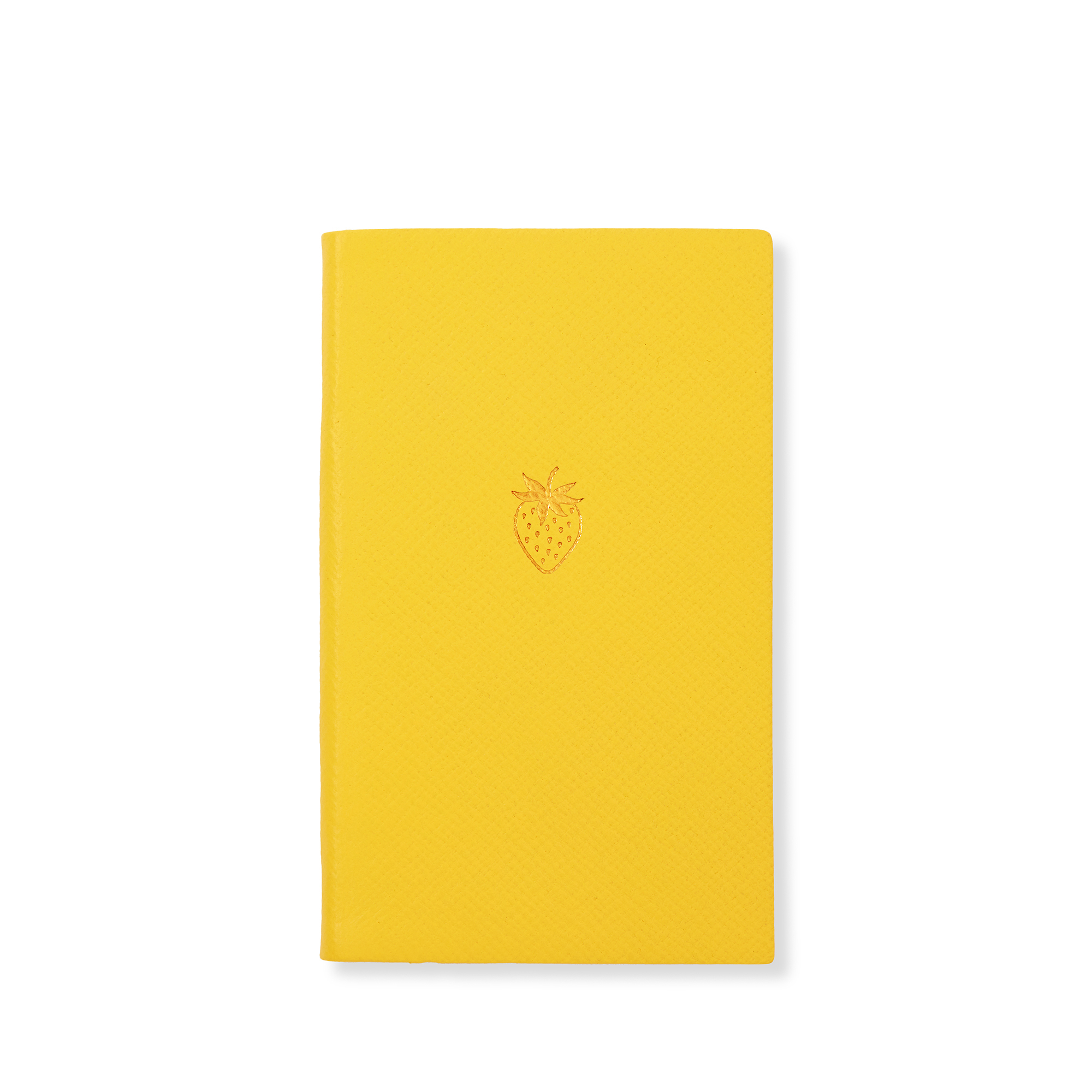 Shop Smythson Strawberry Panama Notebook In Lemon