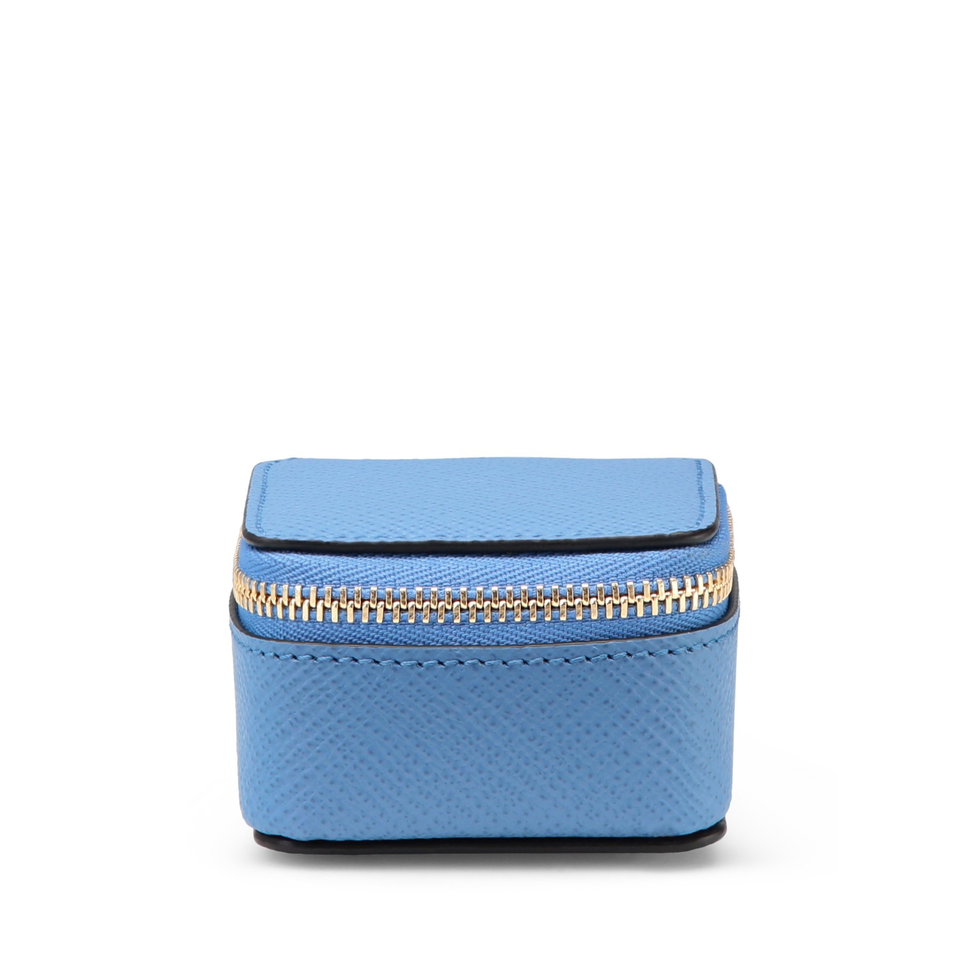Smythson Small Square Trinket Case In Panama In Nile Blue