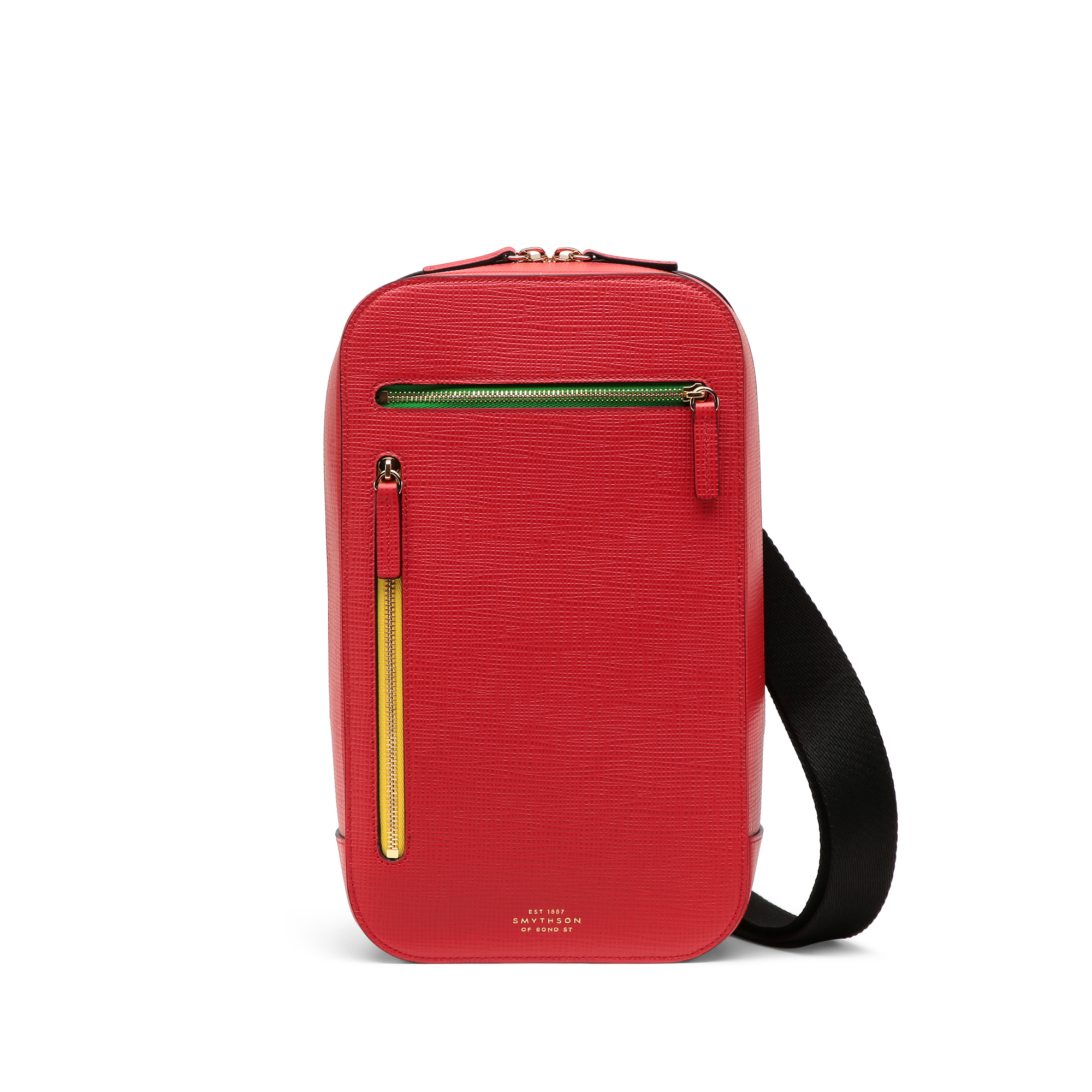 Smythson Panama Zip Sling Bag In Scarlet Red