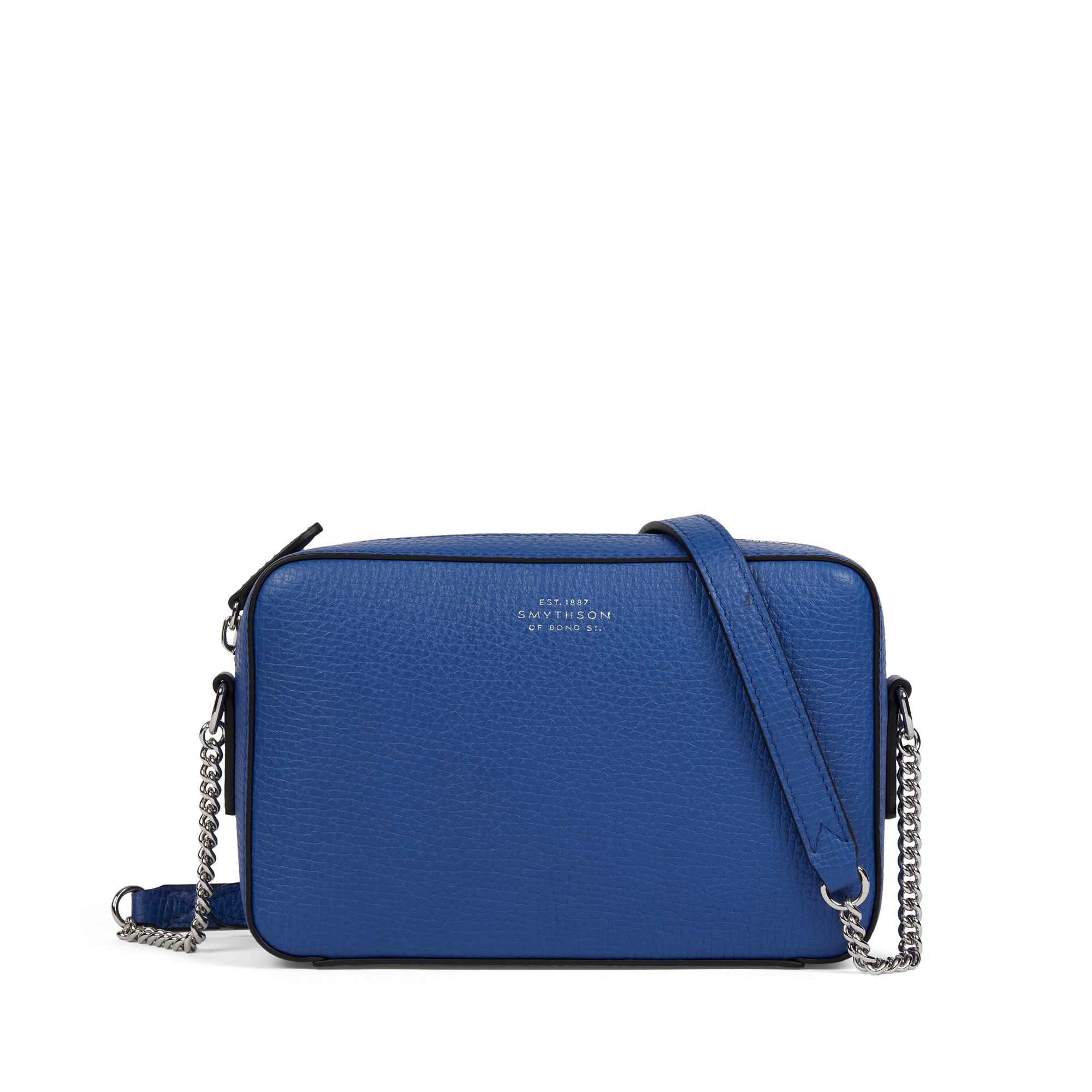 Smythson Camera Bag With Chain In Ludlow In Ultramarine