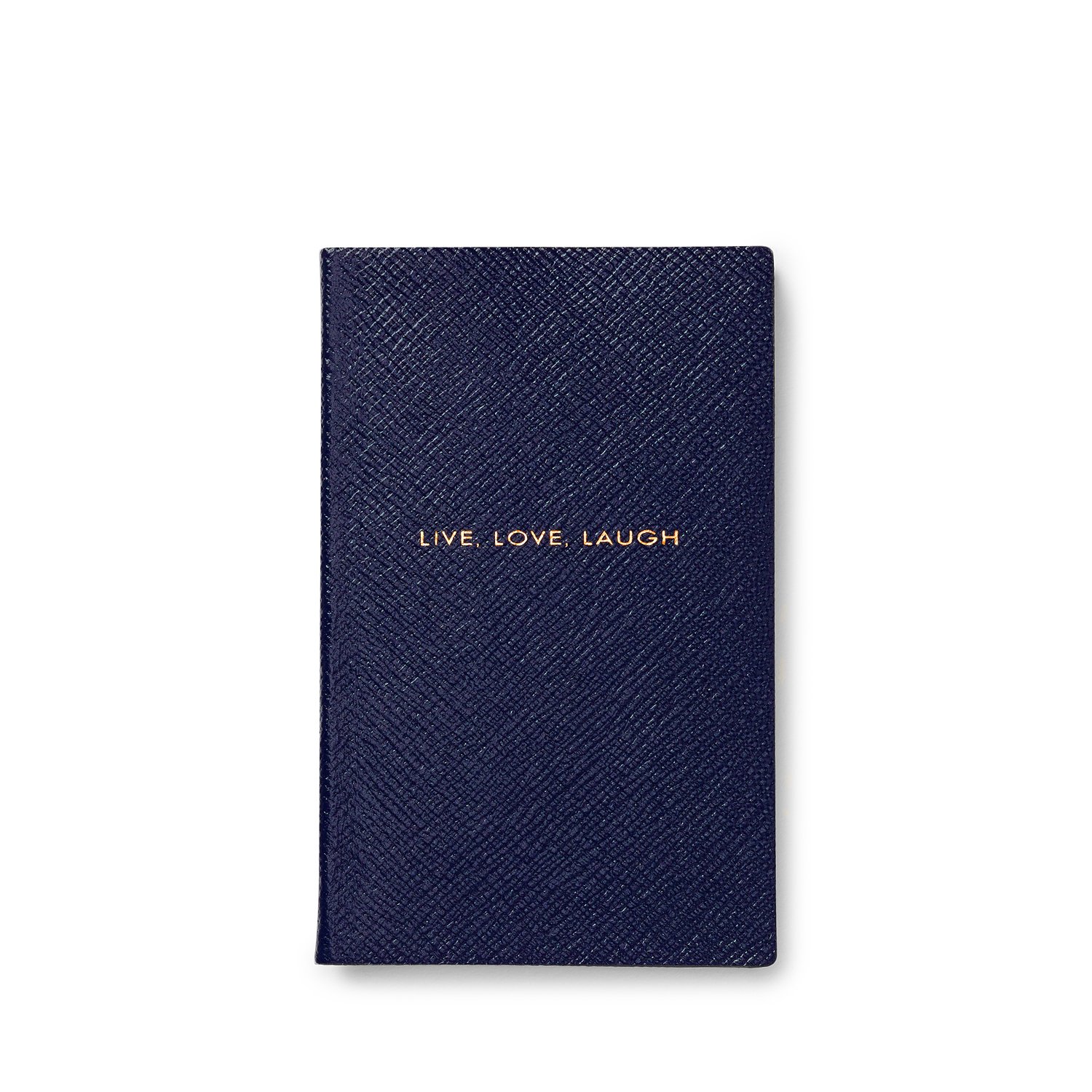 Smythson Live Love Laugh Panama Notebook In Navy