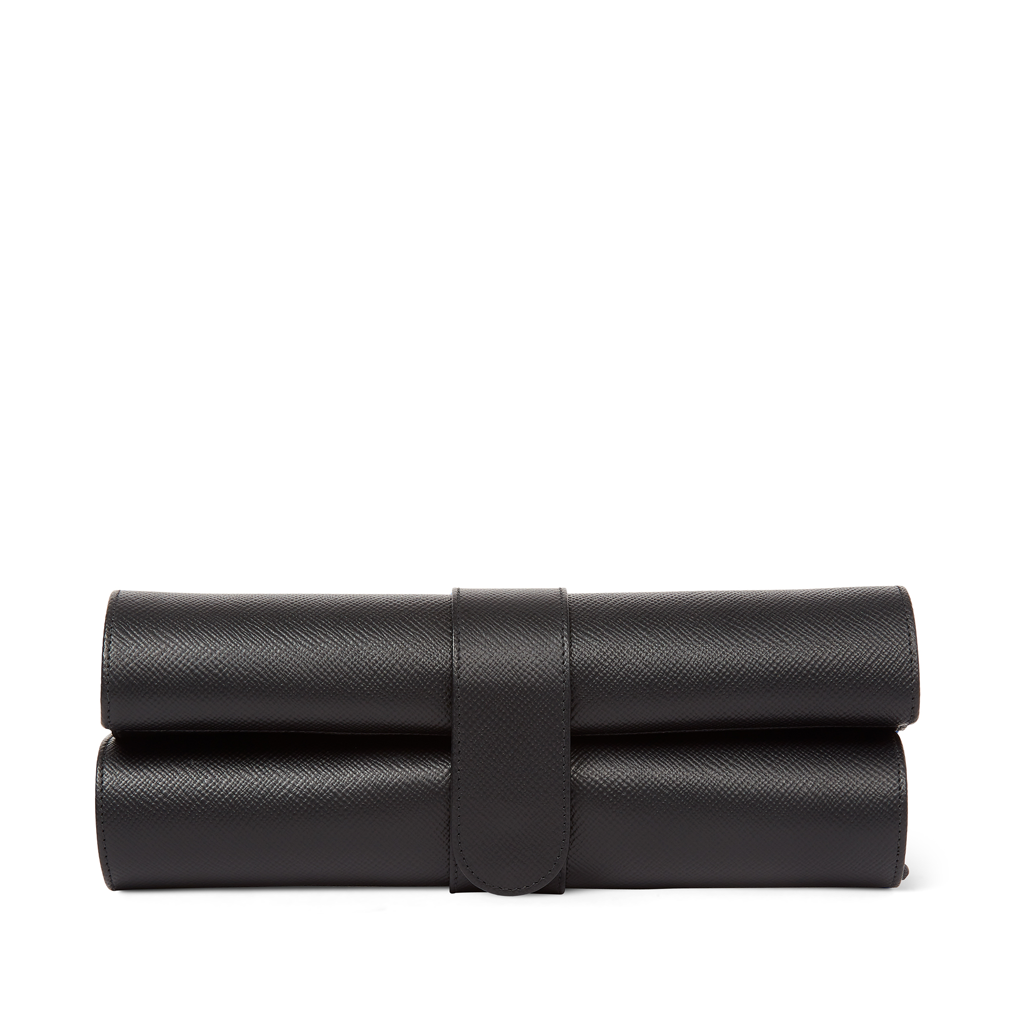 Smythson black Leather Roll-Up Chess Set