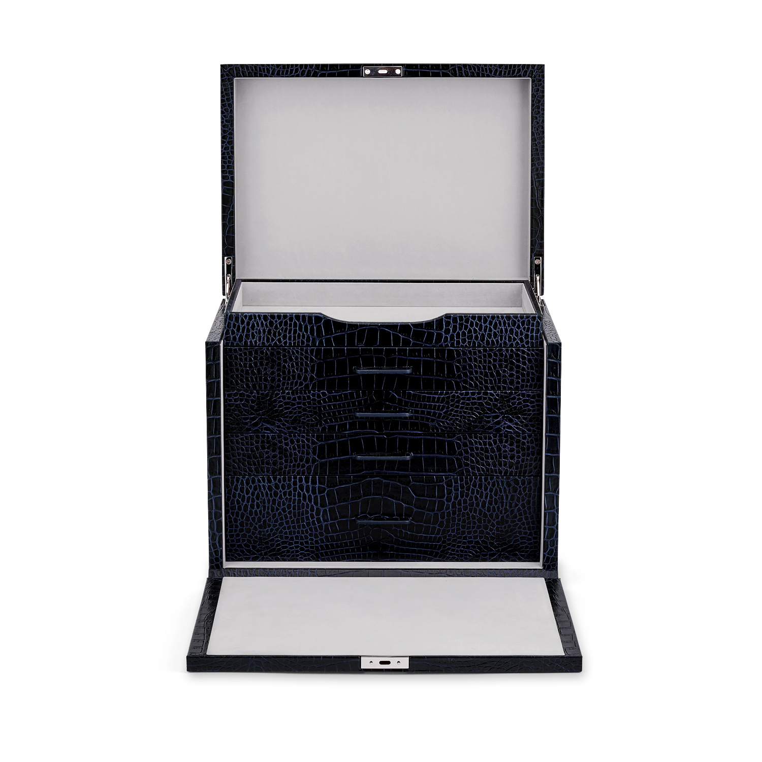 Smythson Deluxe Jewellery Box in Mara  navy