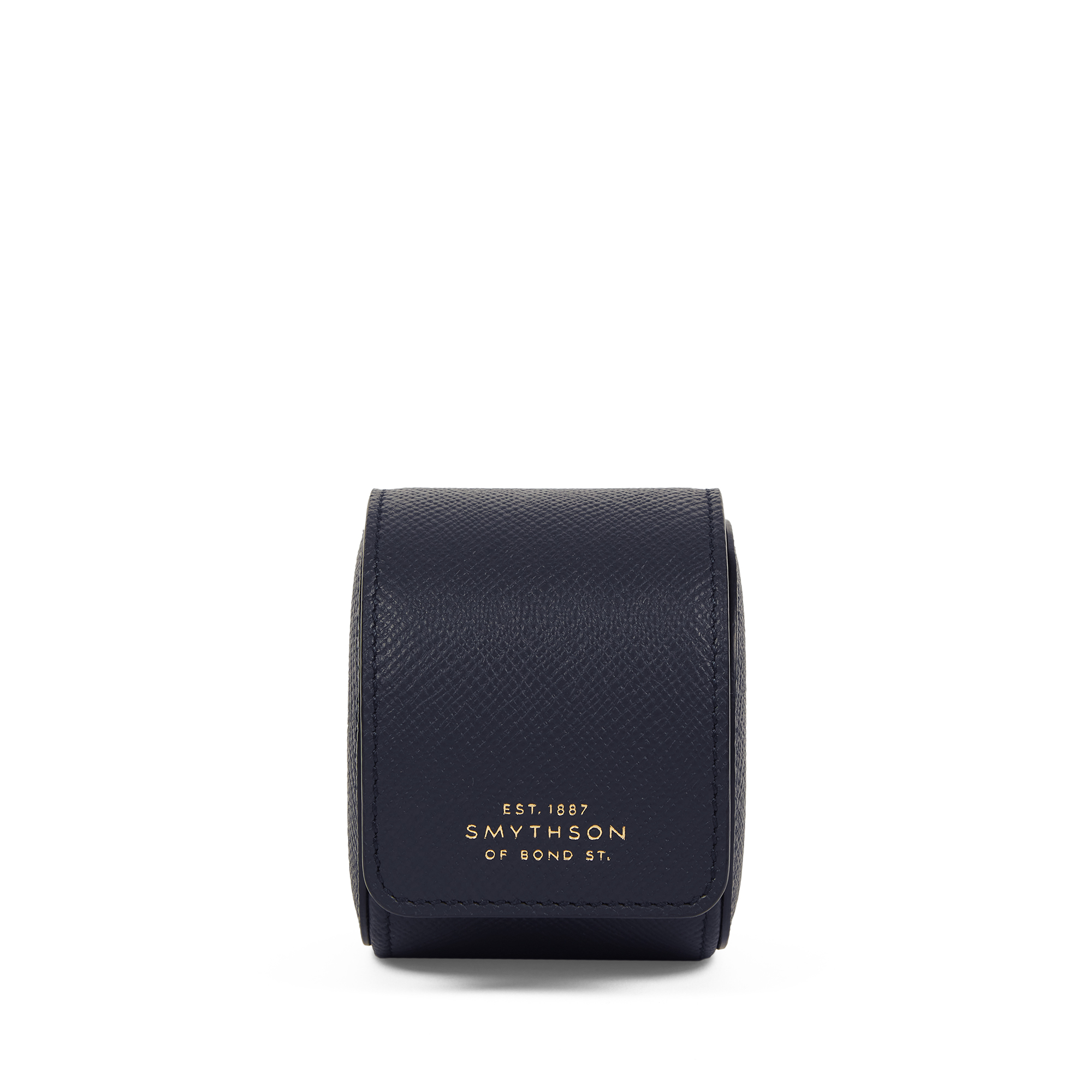 Smythson Single Watch Roll In Panama In Navy