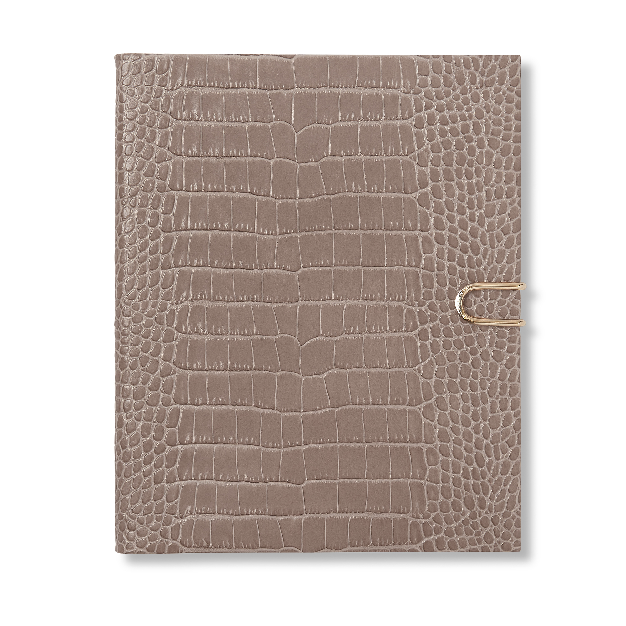 Smythson Portobello Notebook With Slide Closure In Mara In Taupe