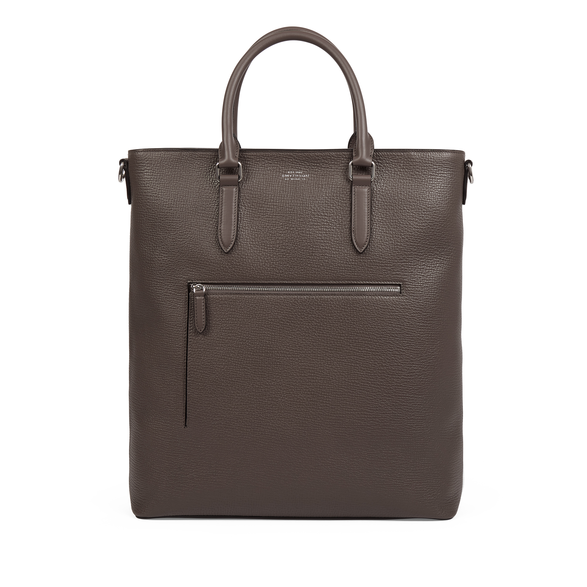 Smythson Portrait Tote Bag In Ludlow In Dark Taupe