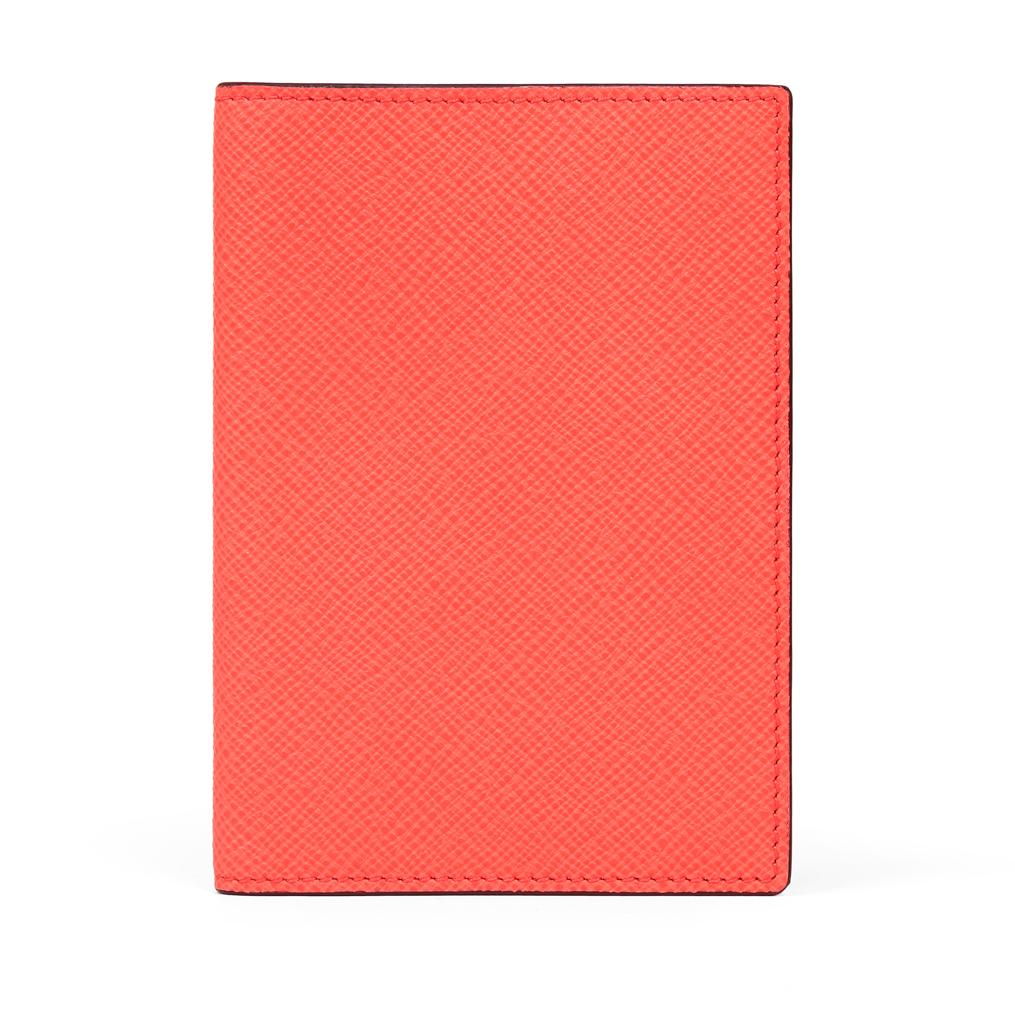 Shop Smythson Passport Cover In Panama In Bright Coral