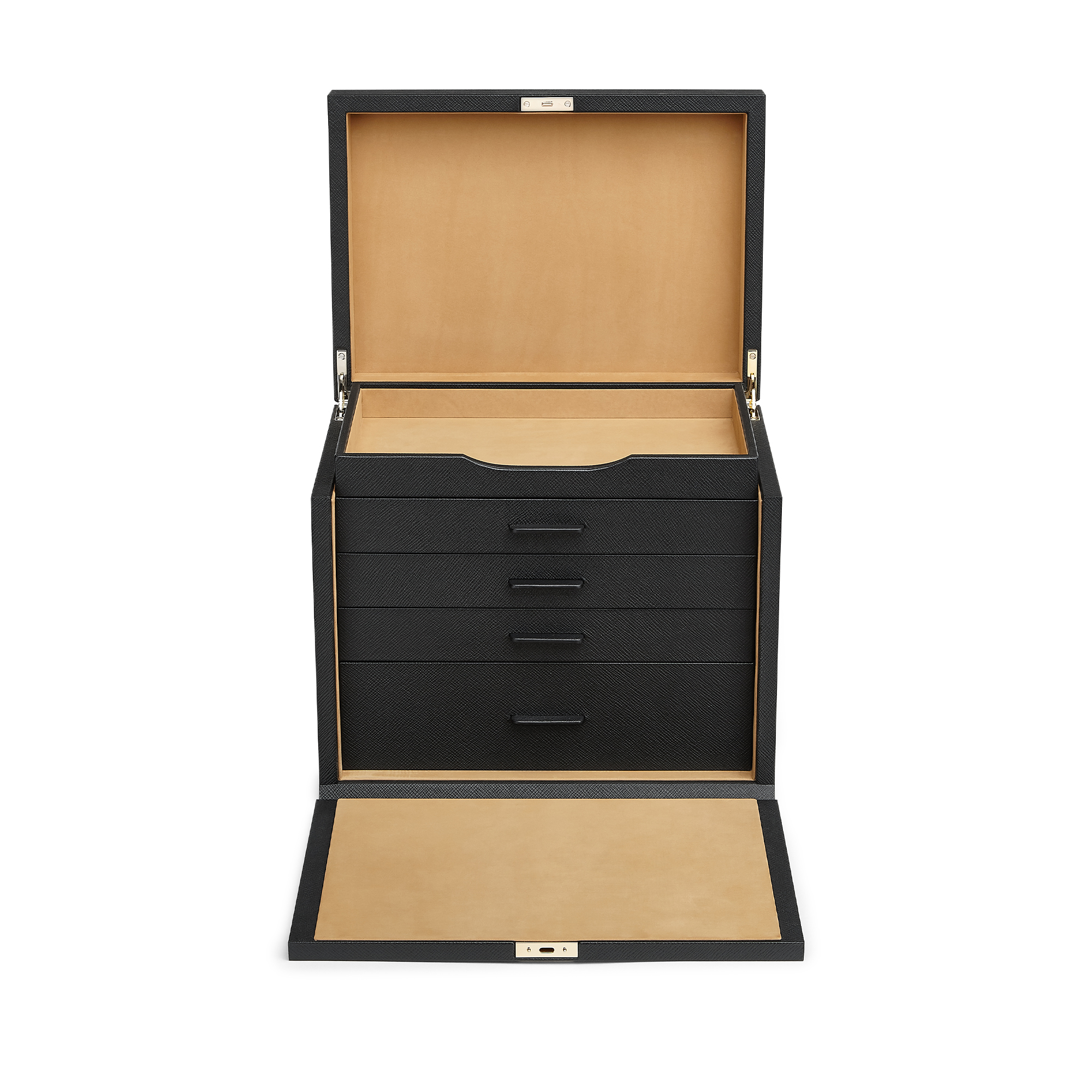 Smythson Deluxe Jewellery Box in Panama  black