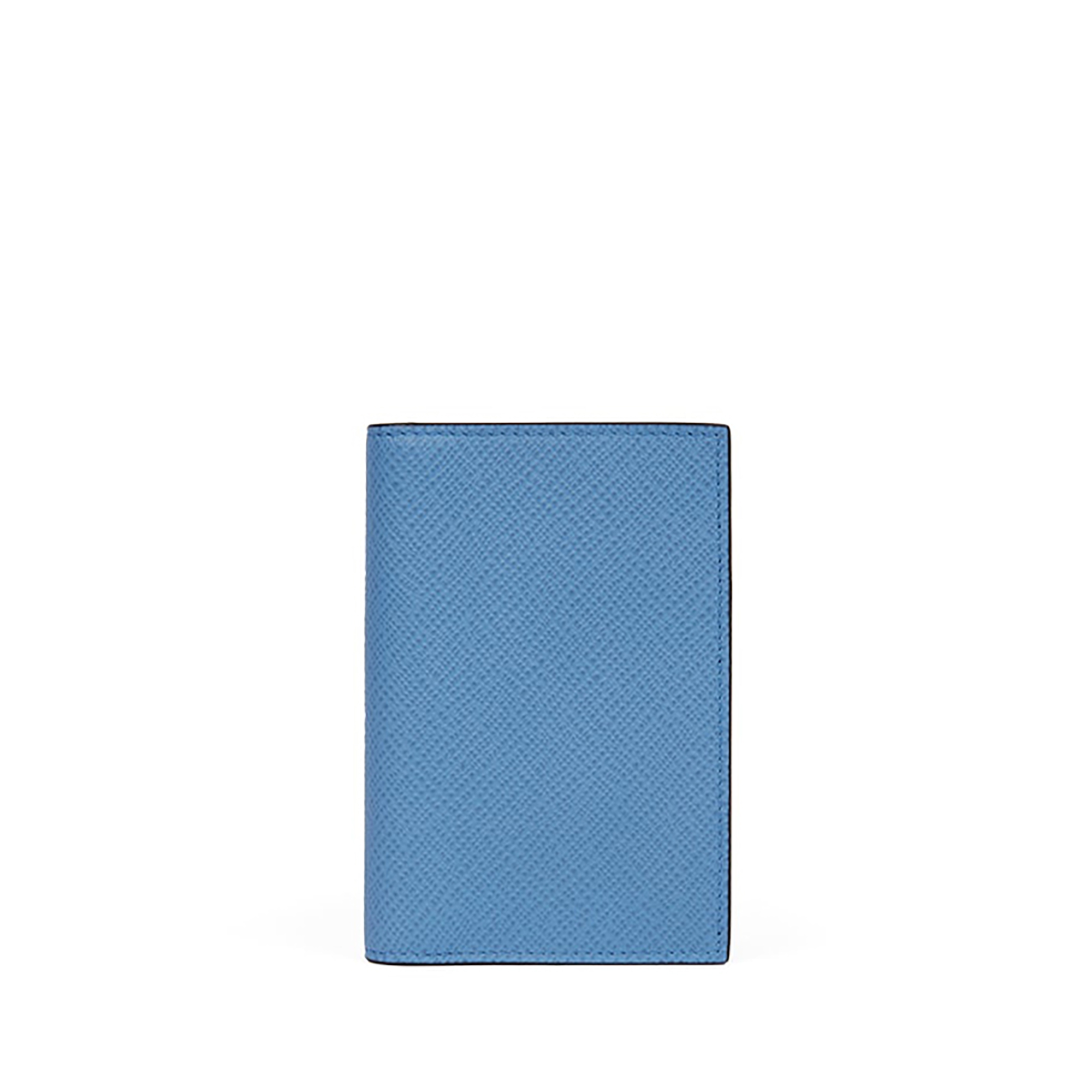 Smythson 6 Card Slot Folded Card Holder In Panama In Nile Blue