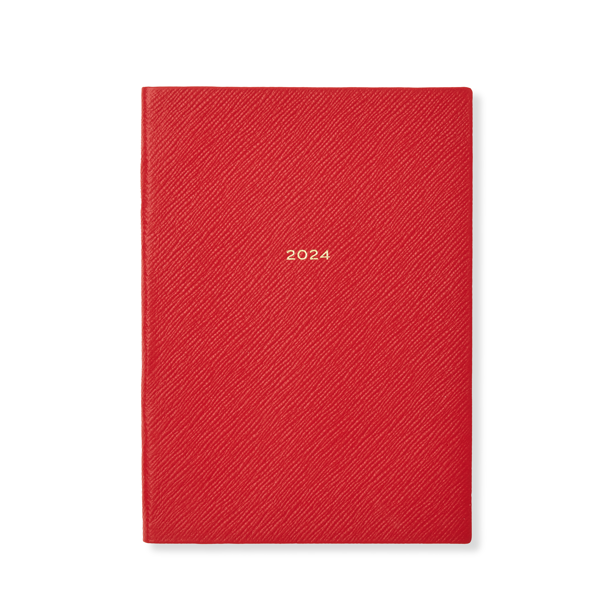 Smythson 2024 Soho Weekly Vertical Agenda In Panama In Scarlet Red