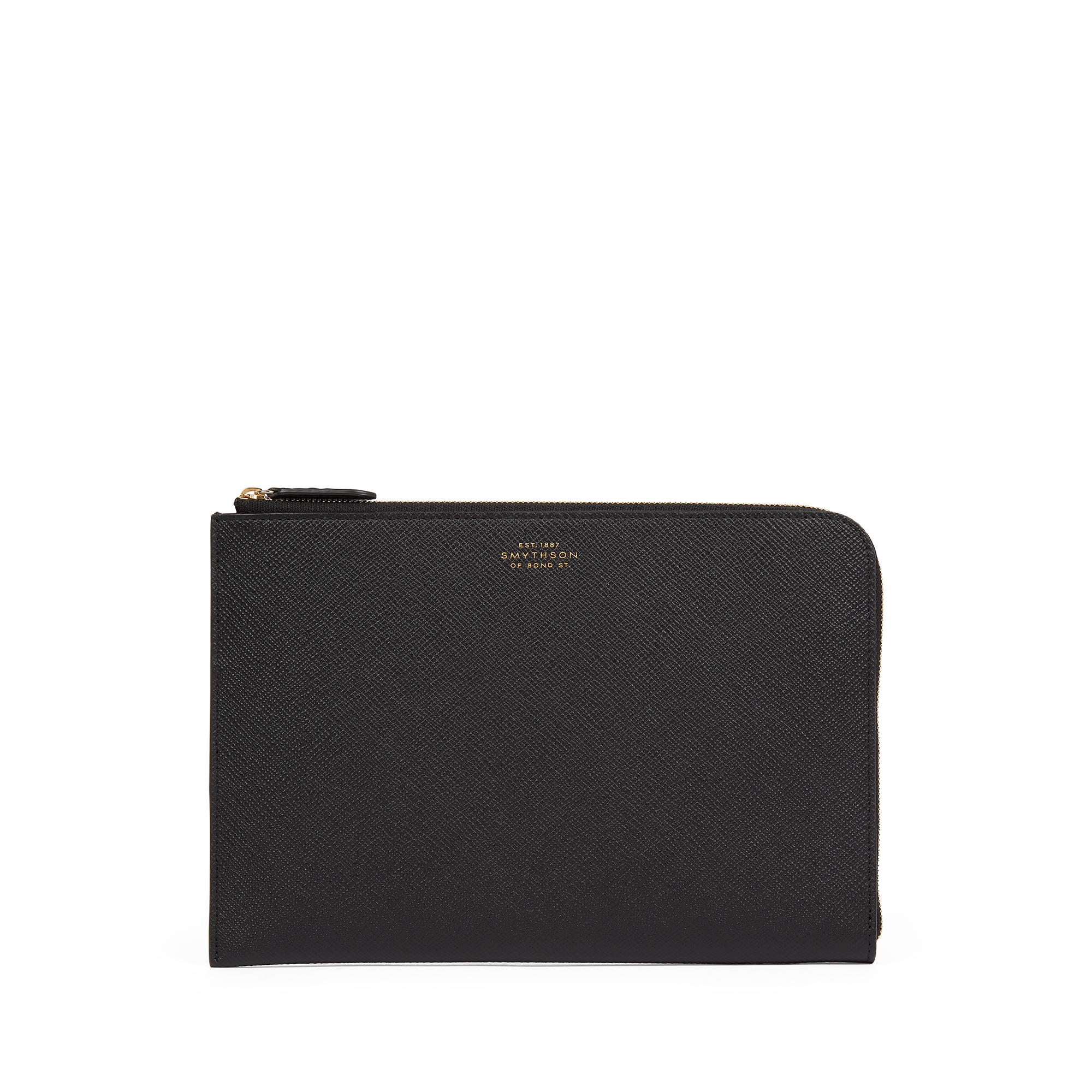 Smythson Slim Pouch In Panama In Black