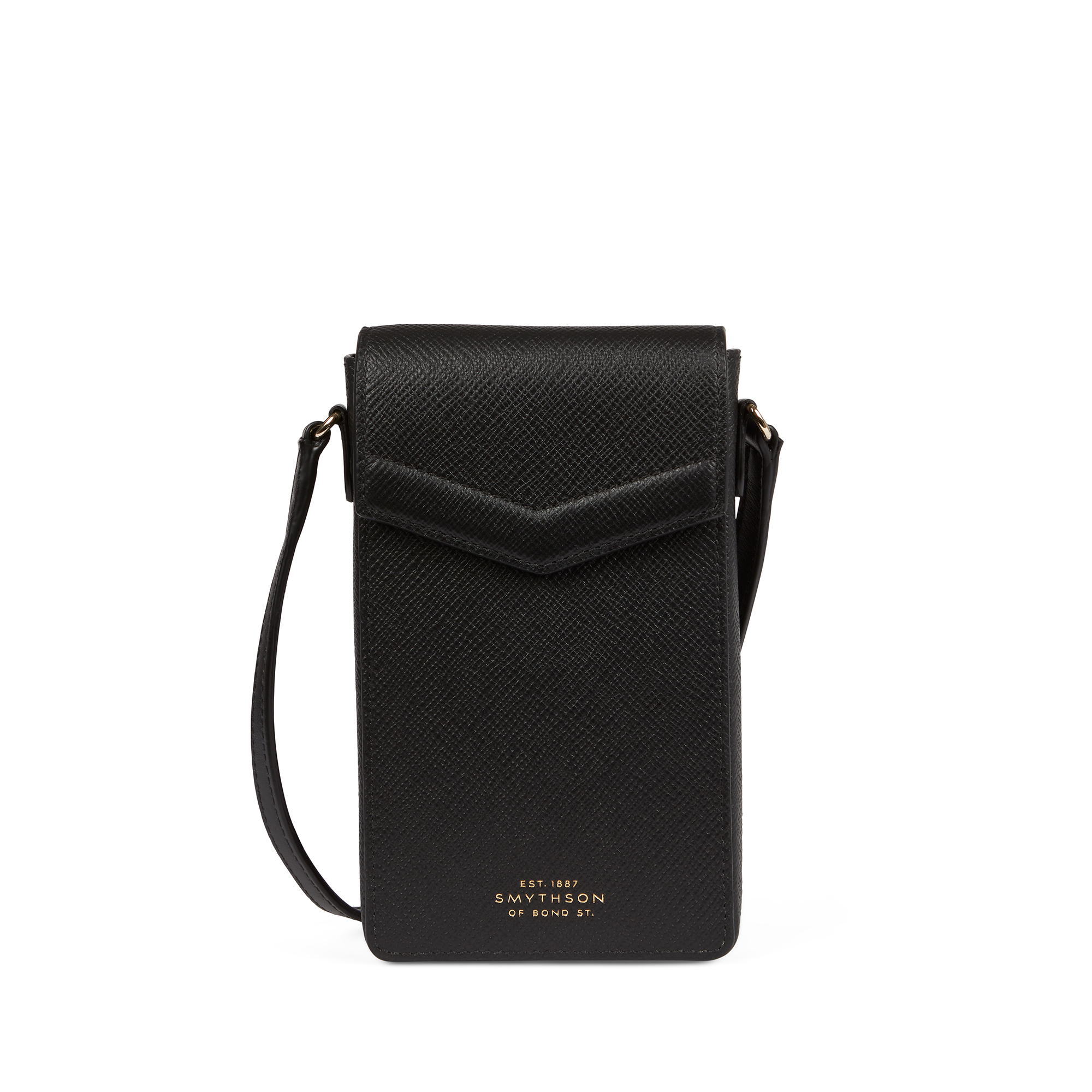 Shop Smythson Envelope Phone Case Crossbody In Panama In Black