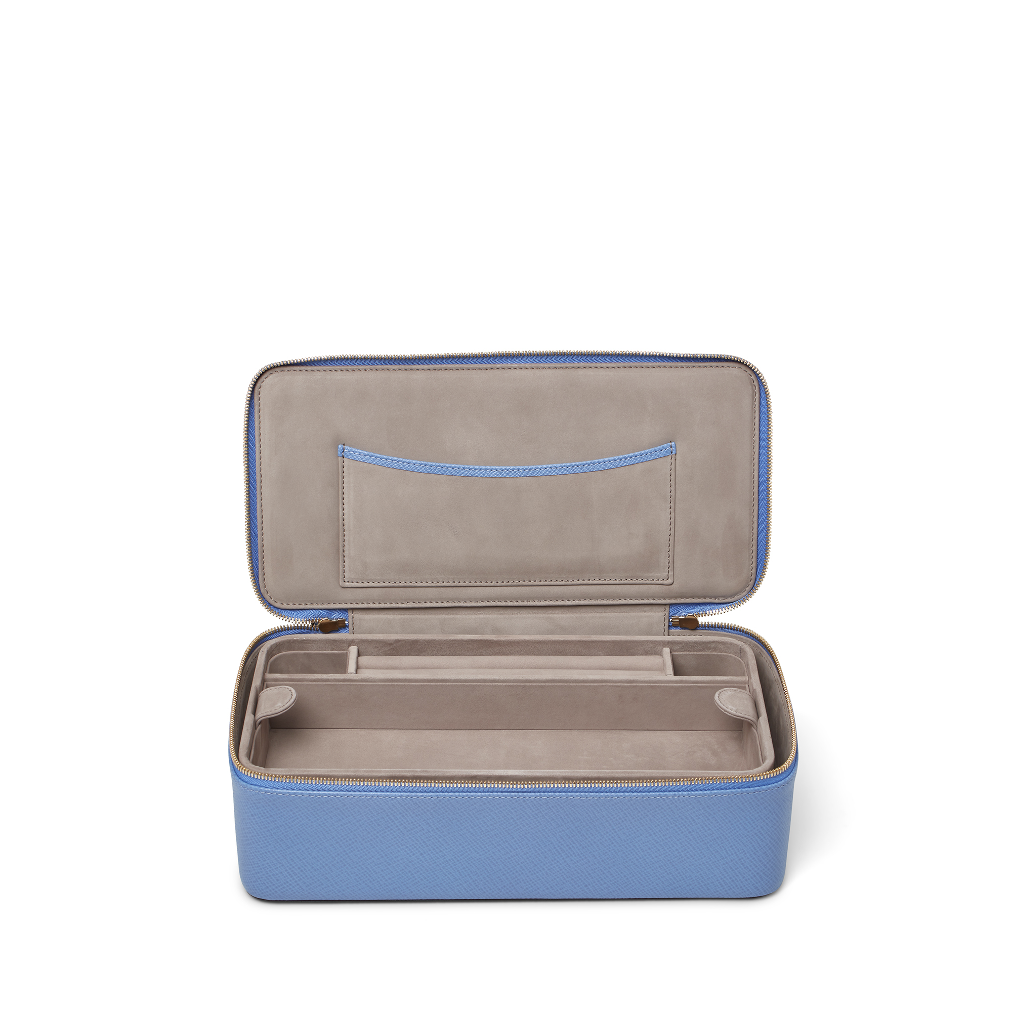 Smythson Jewellery Case In Panama In Nile Blue