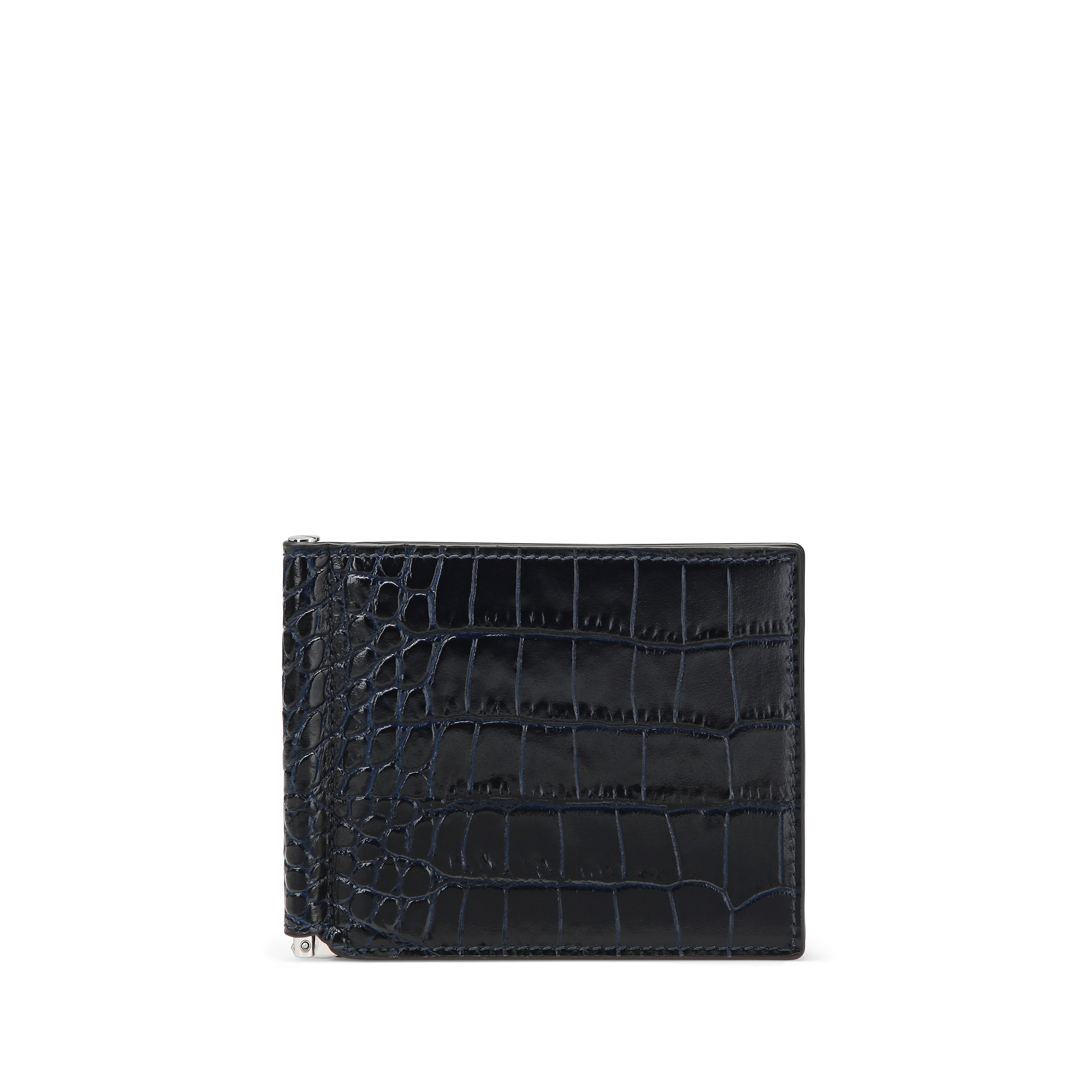 Smythson Slim Currency Wallet in Panama Black