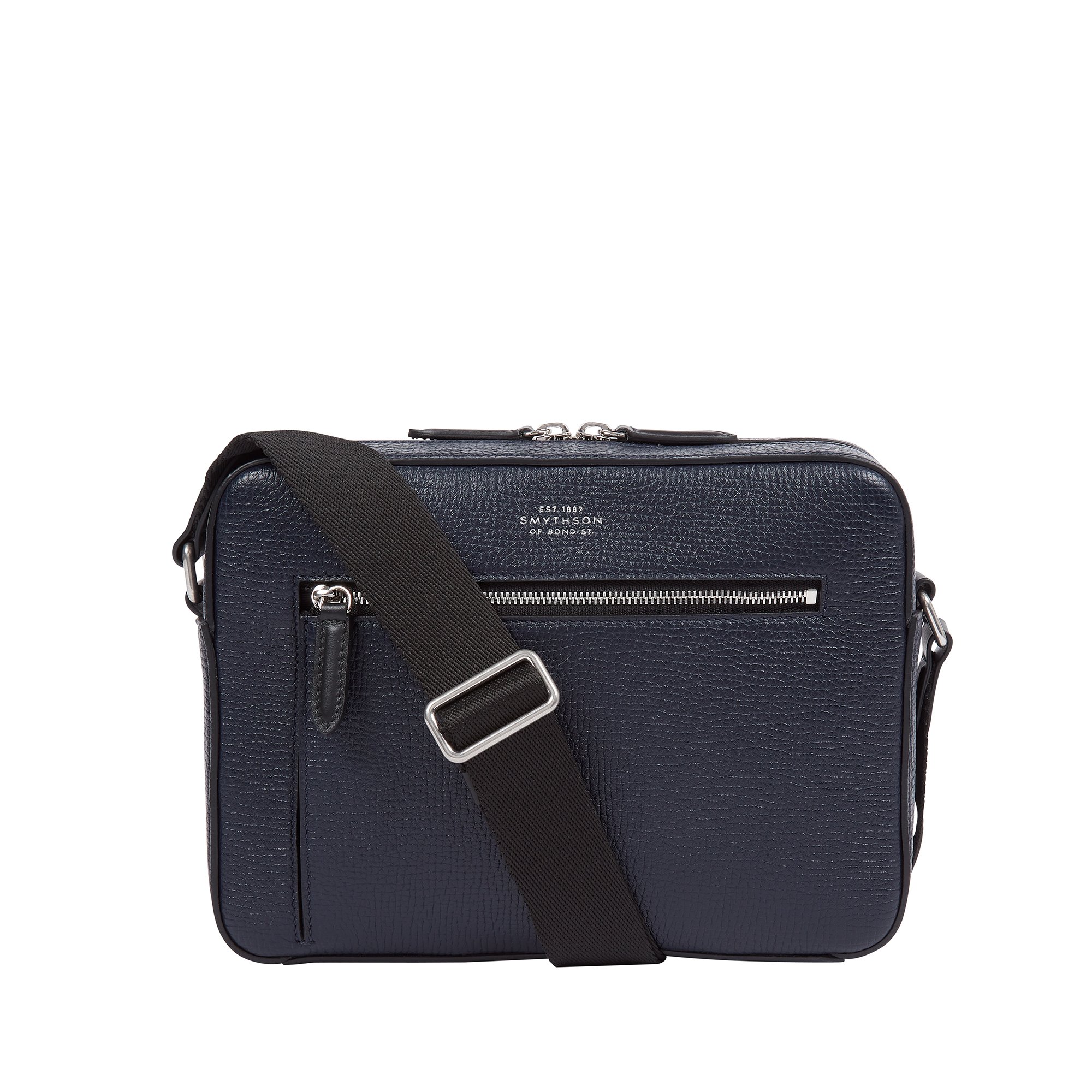 Smythson Zip Crossbody Bag In Ludlow In Navy