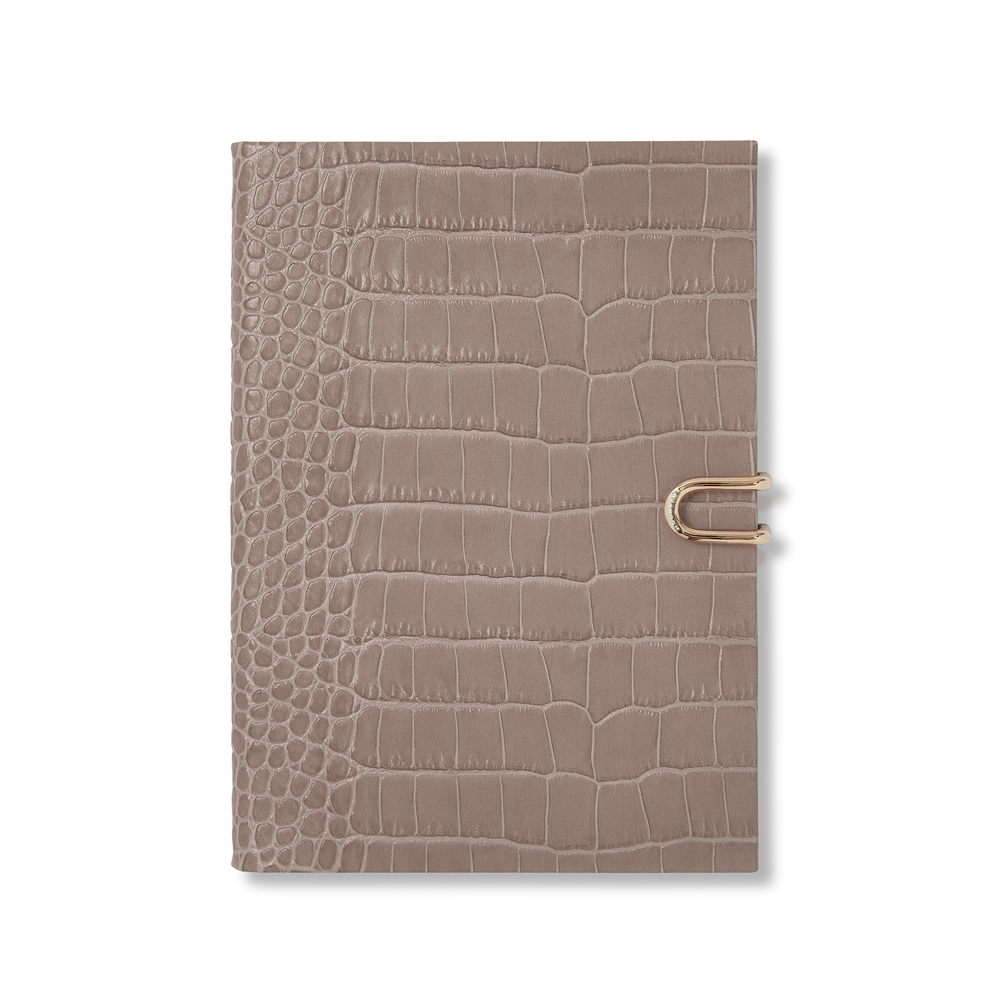 Smythson Soho Notebook With Slide Closure In Mara In Taupe