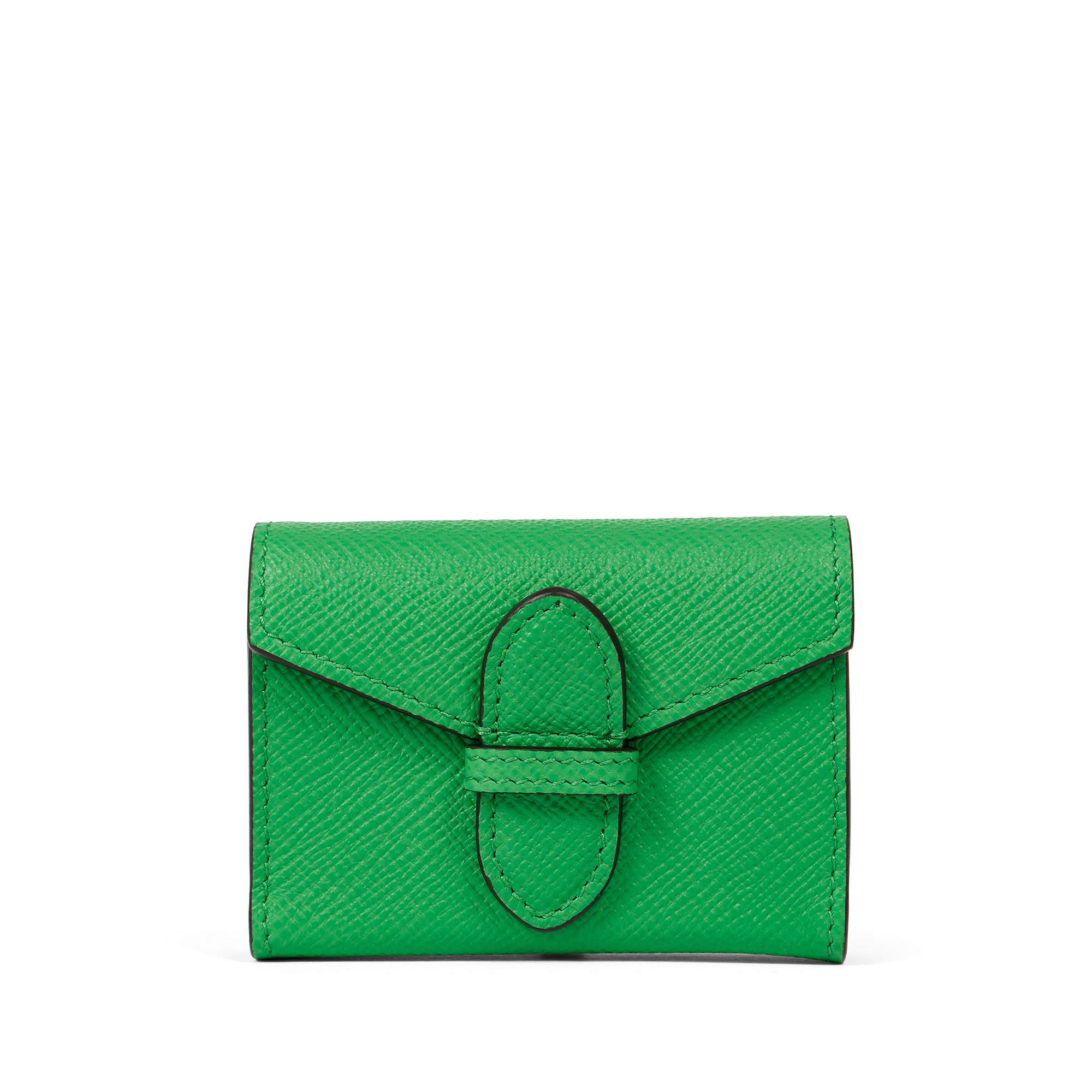Smythson Single Playing Cards Case In Panama In Bright Emerald