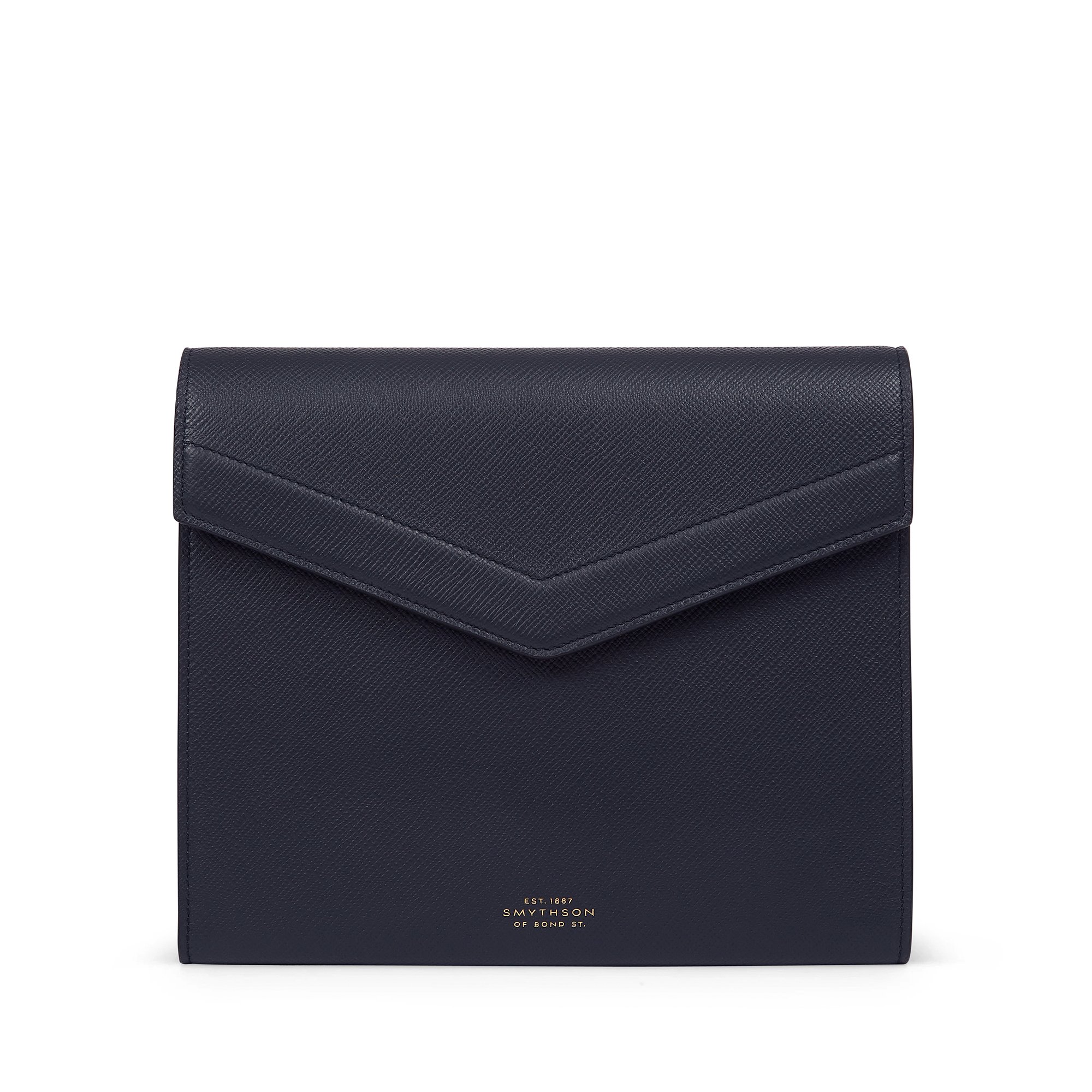 Smythson A5 Envelope Writing Folder In Panama In Navy