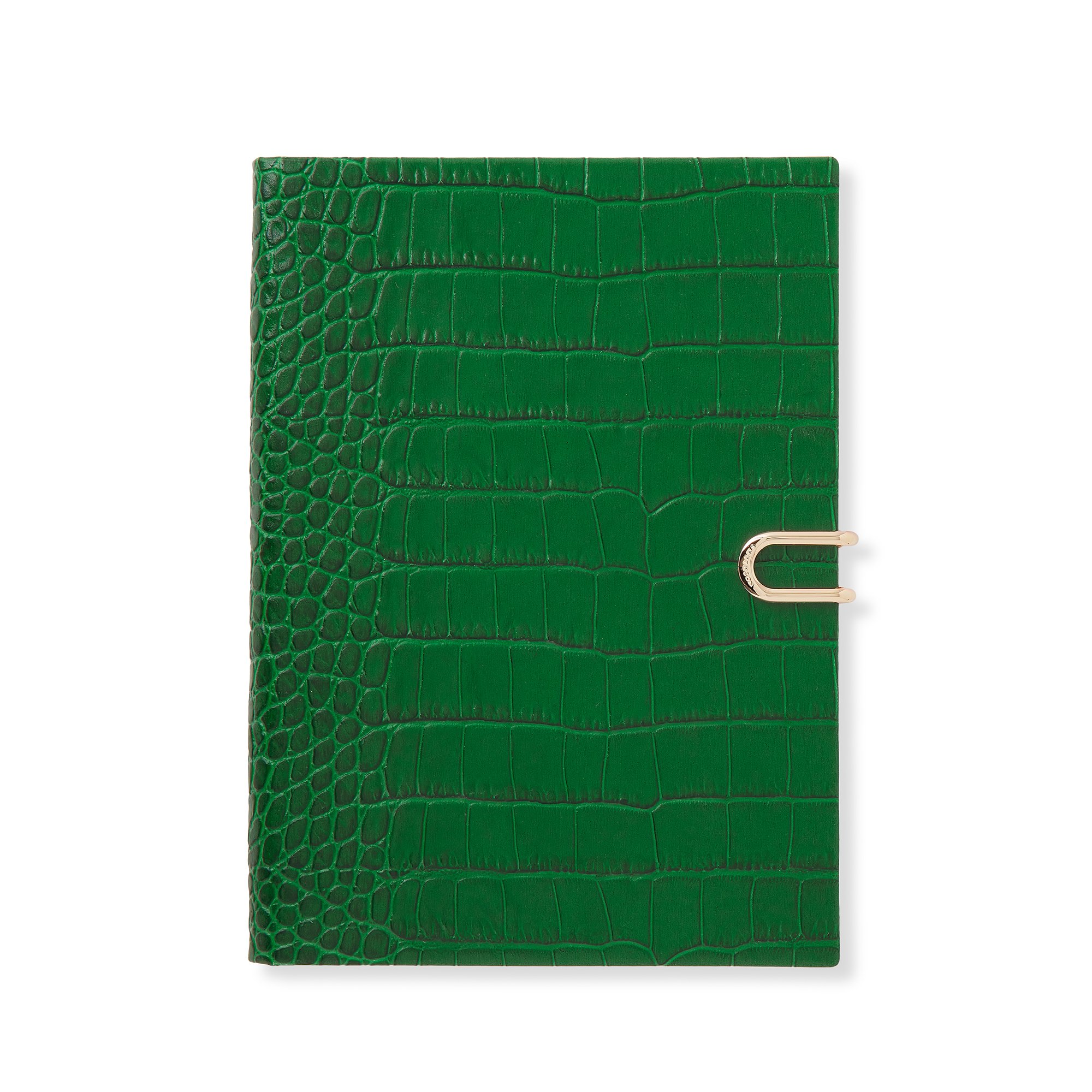 Shop Smythson Soho Notebook With Slide Closure In Mara In Clover